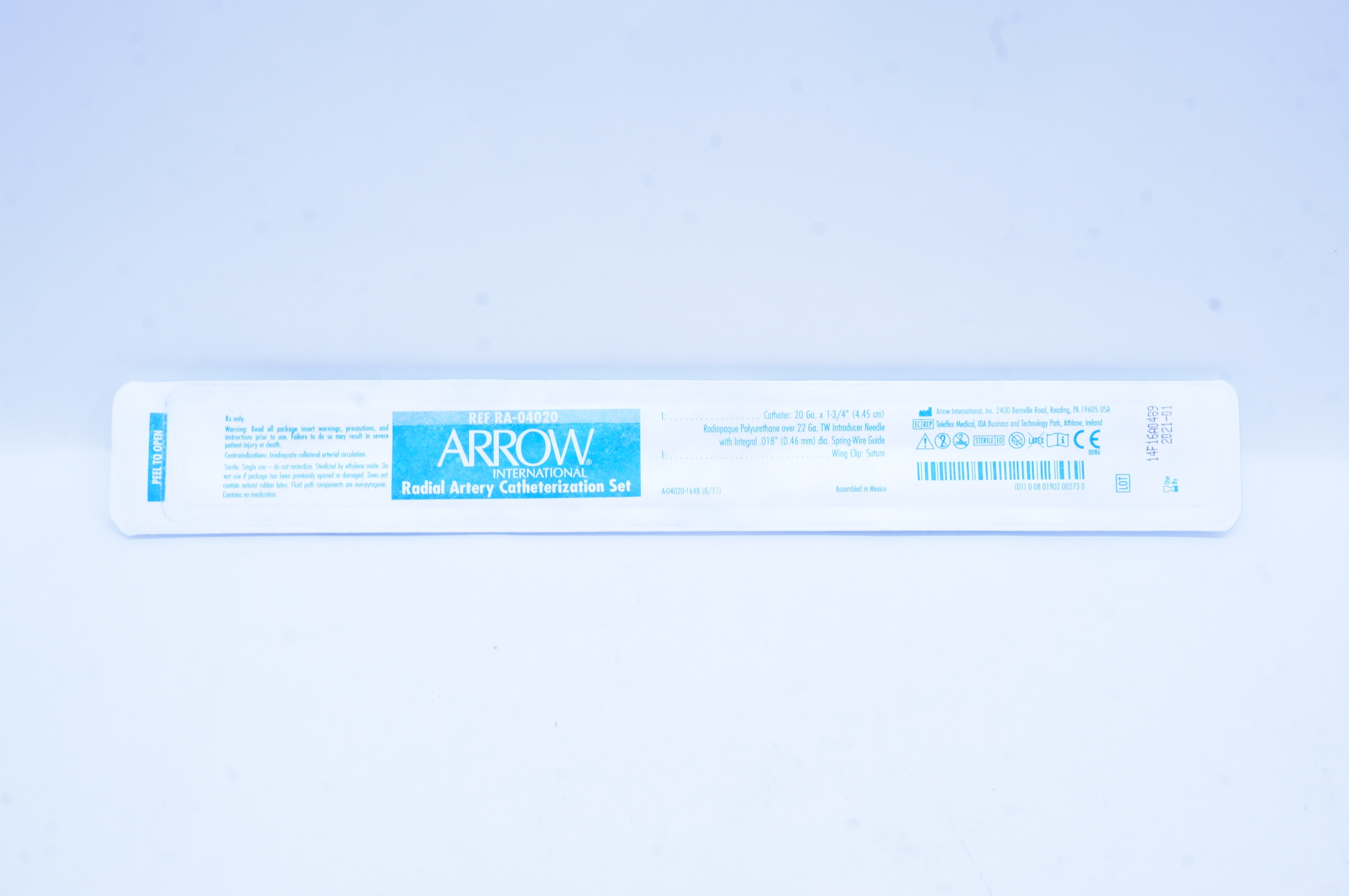 Arrow RA-04020 Radial Artery Catheterization Set 20Ga x 1-3/4 inch (x)