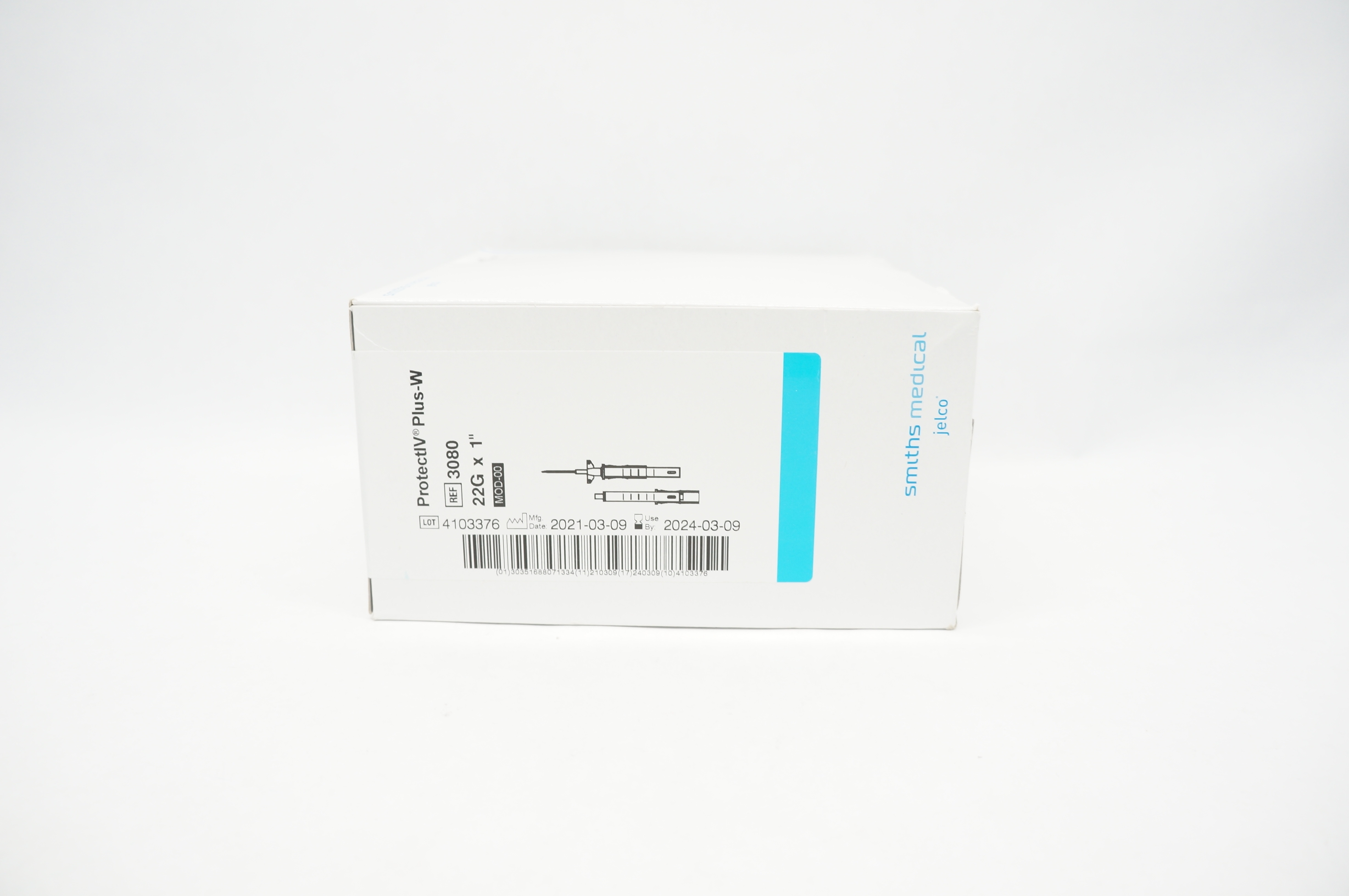 Smiths Medical 3080 Jelco ProtectIV Plus-W 22g x 1 inch - Box of 50