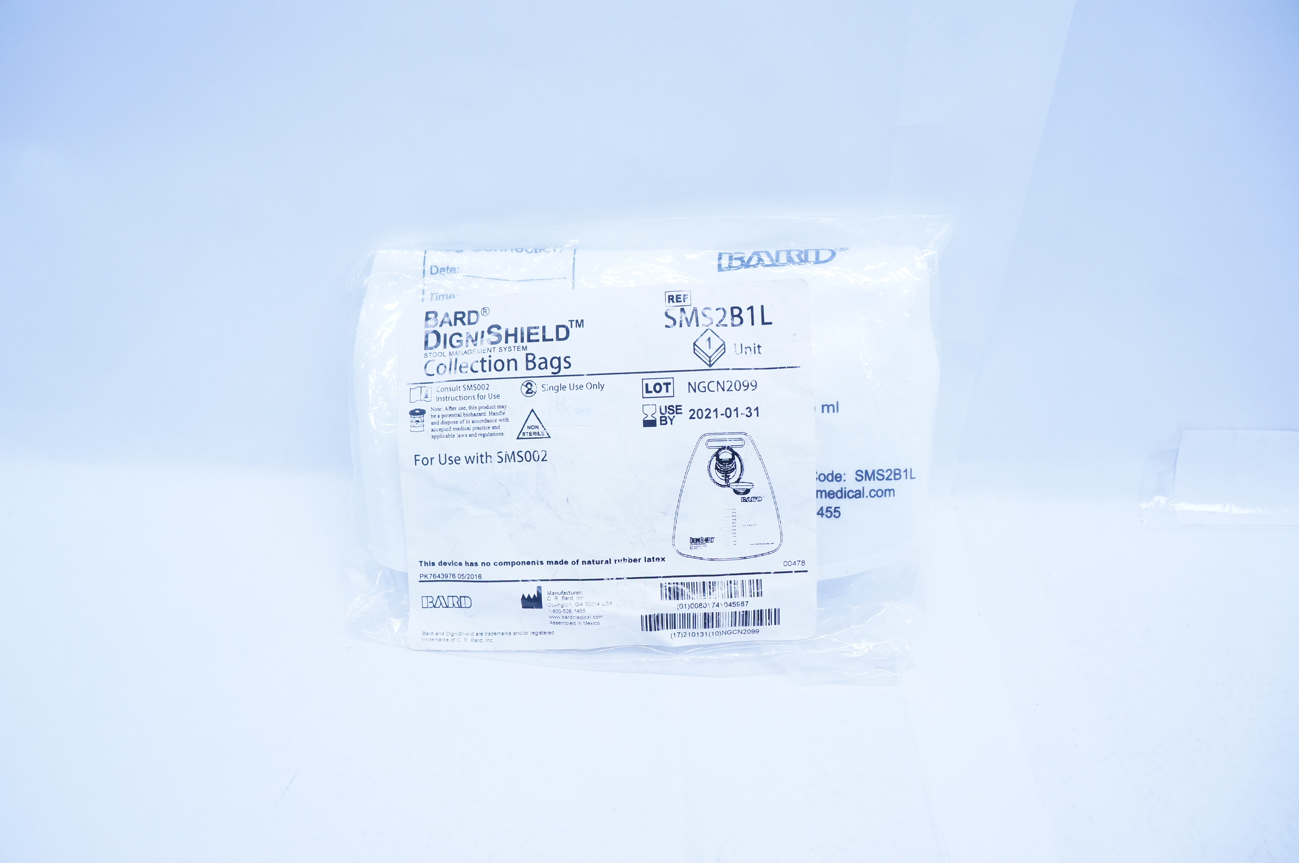 Bard SMS2B1L DigniShield Stool Management System Collection Bags (x)