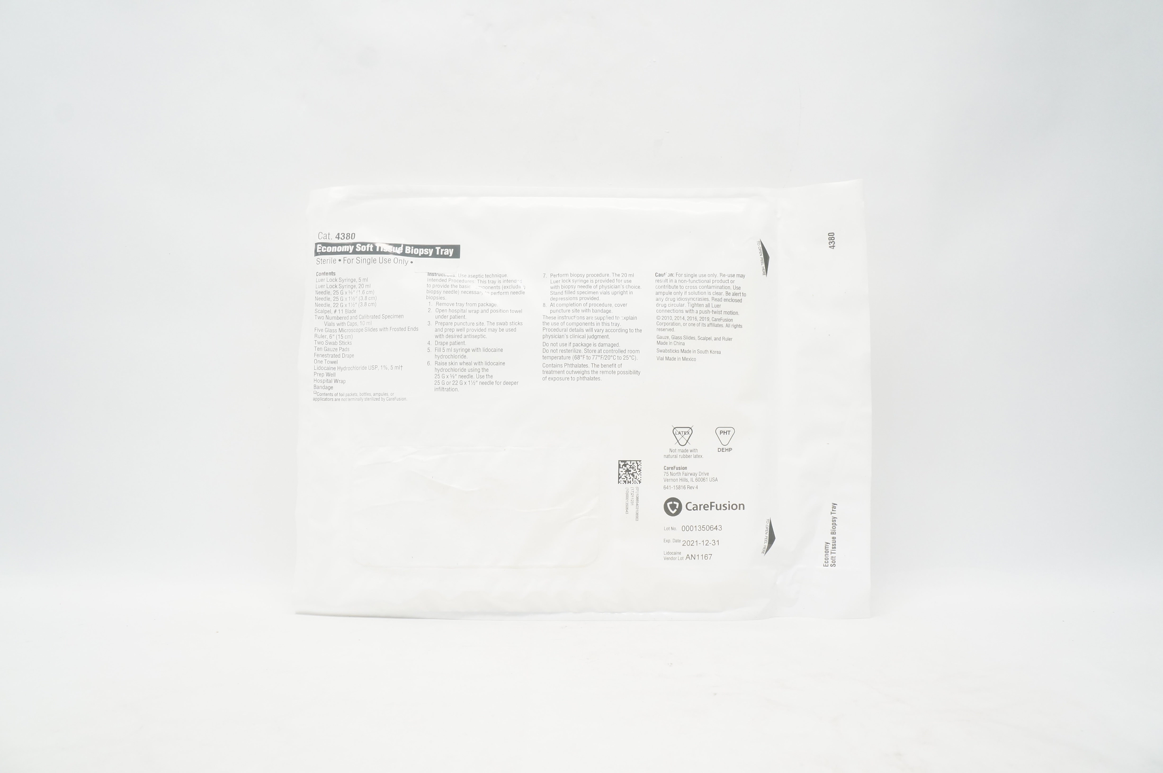 CareFusion 4380 Economy Soft Tissue Biopsy Tray