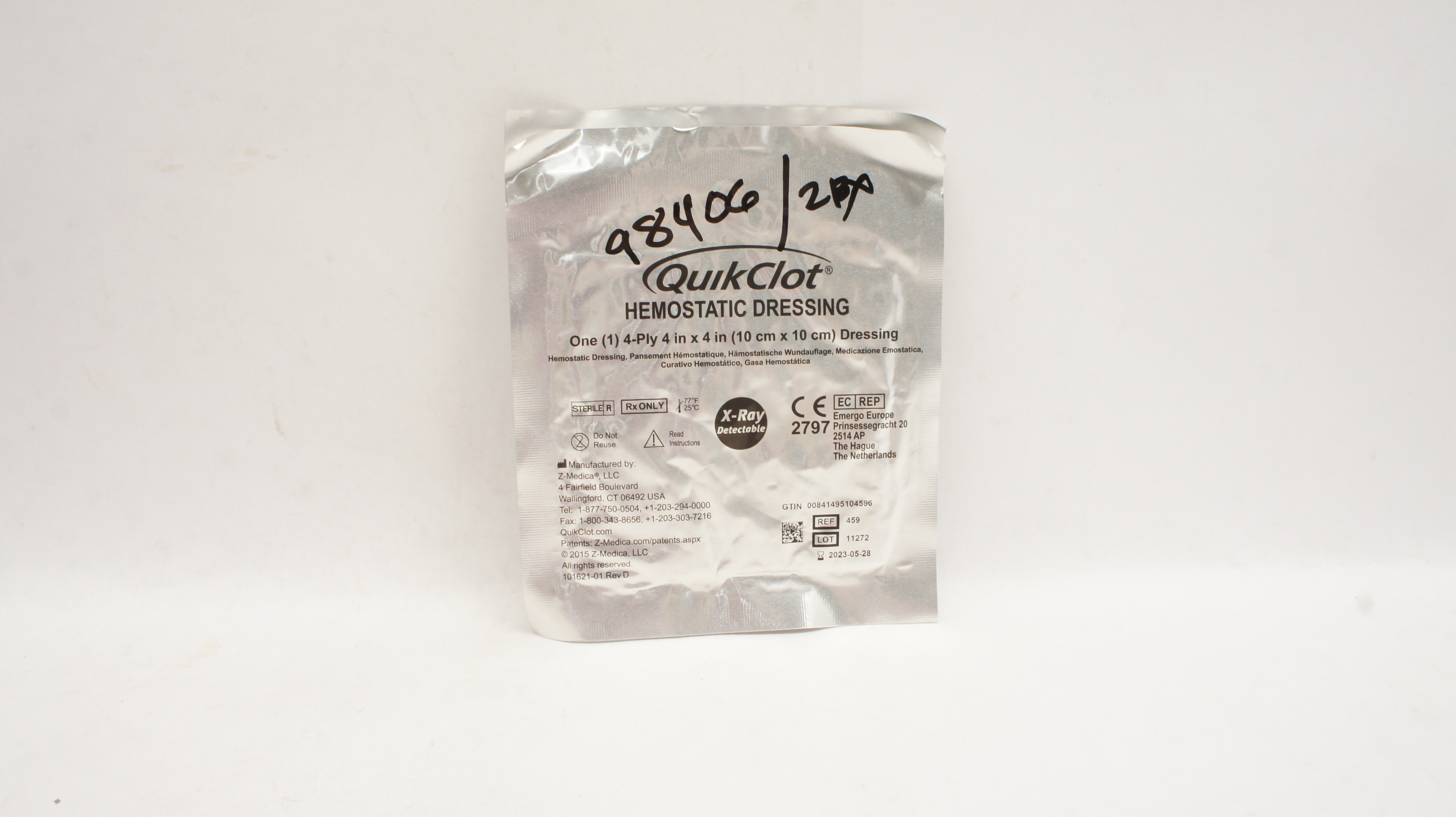 Z-Medica 459 QuikClot Hemostatic Dressing 4-Ply 4 x 4inch