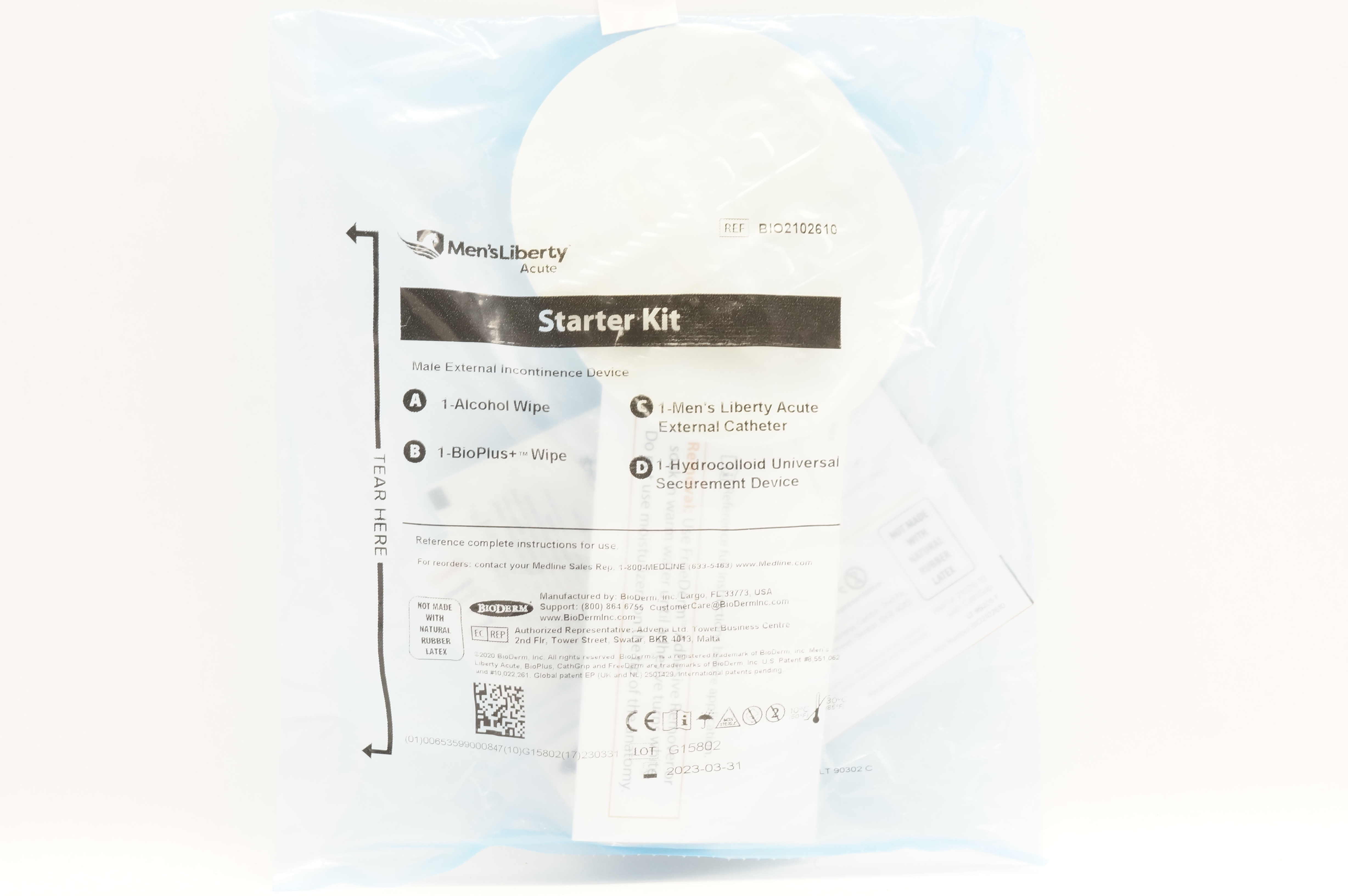 BioDerm BIO2102610 Men'sLiberty Hydrocolloid External Device Starter Kit