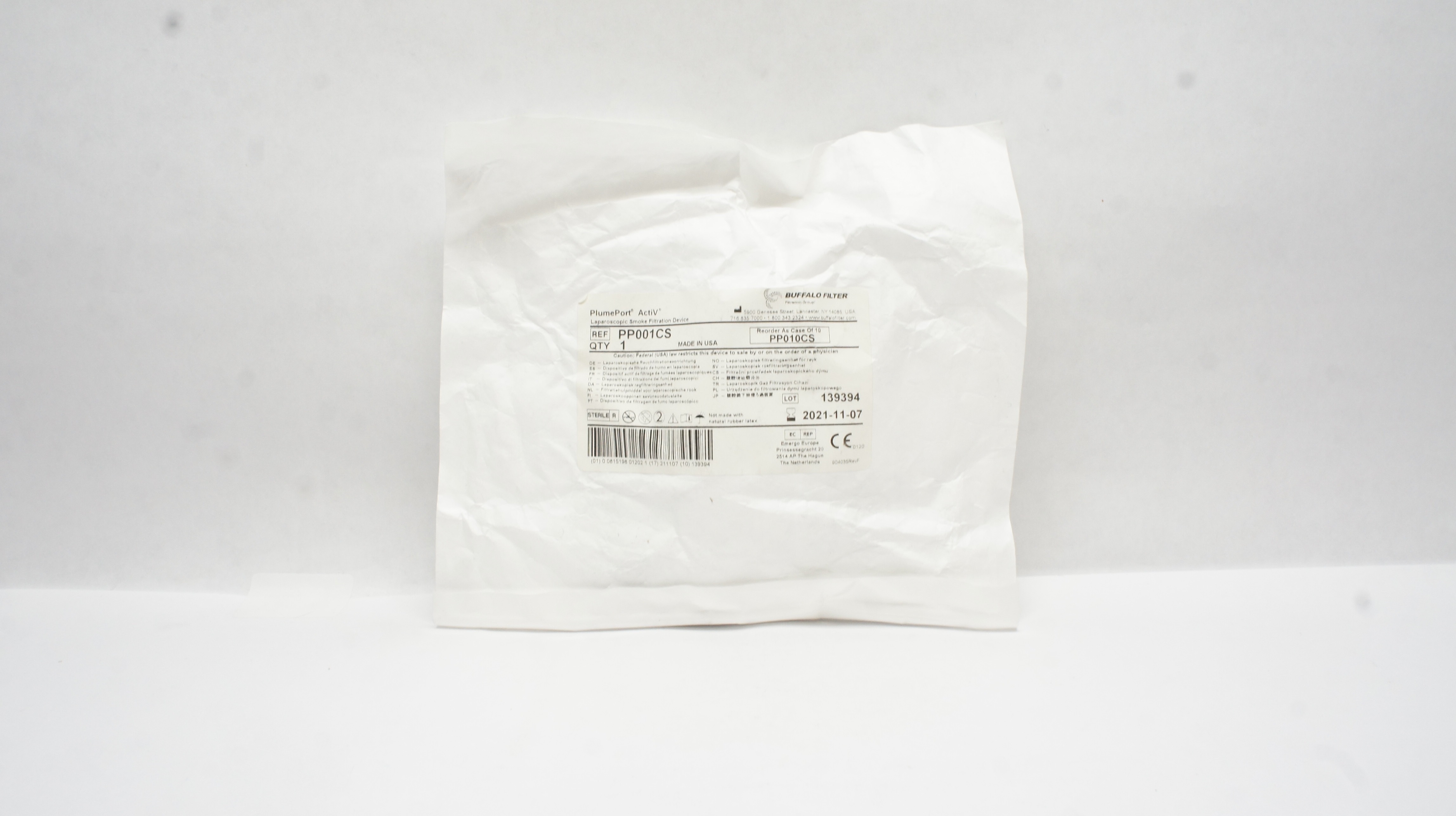 Buffalo Filter PP001CS PlumePort ActiV Laparoscopic Smoke Filtration Device (x)