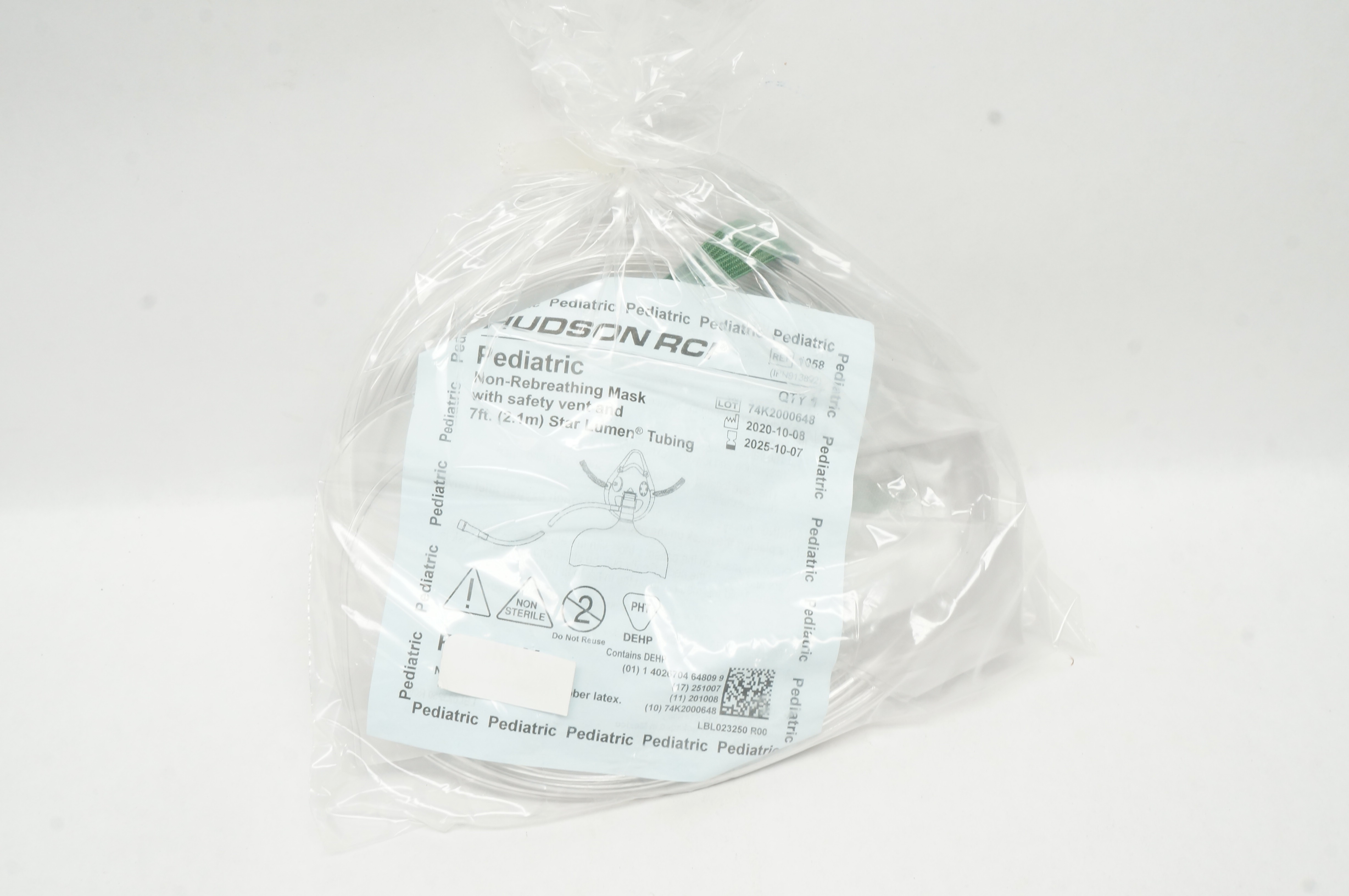 Hudson RCI 1058 Pediatric Non-Rebreathing Mask with Safety Vent 7Ft.