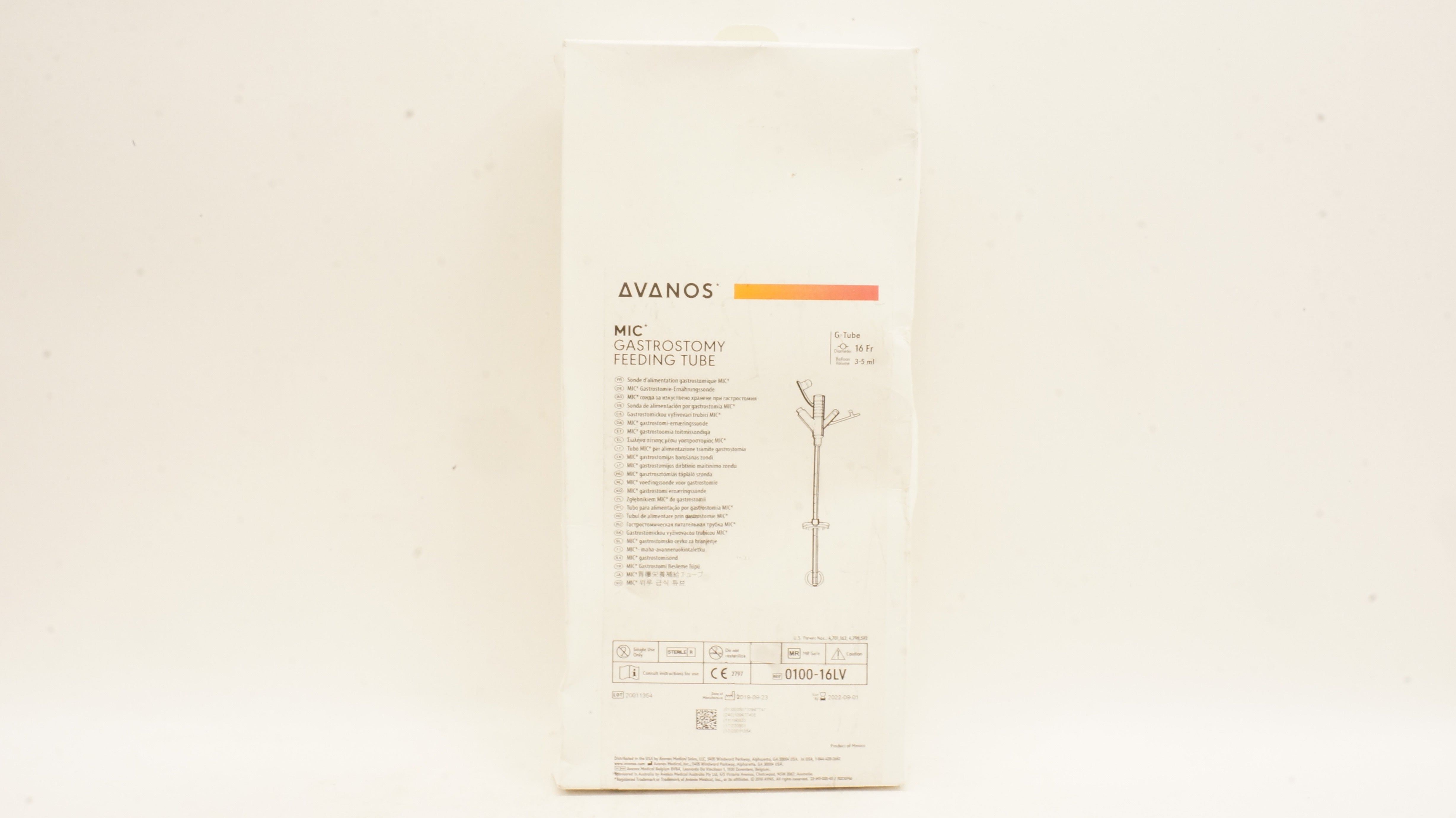 Avanos 0100-16LV MIC Gastrostomy Feeding Tube 3-5ml x 16Fr. (x)