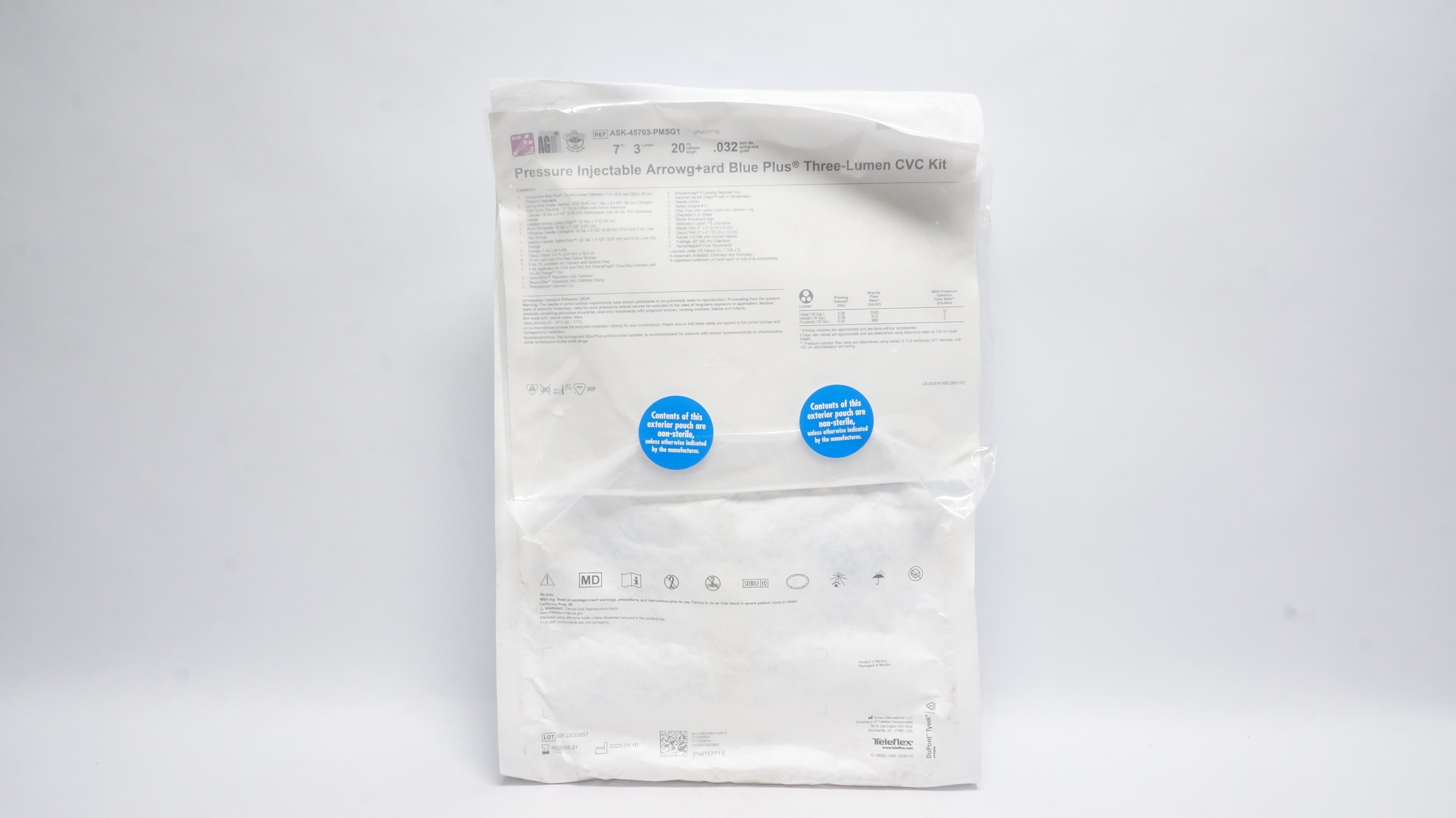 Teleflex ASK-45703-PMSG1 Multi-Lumen Central Venous Cath. Kit 7Fr x 20cm (x)