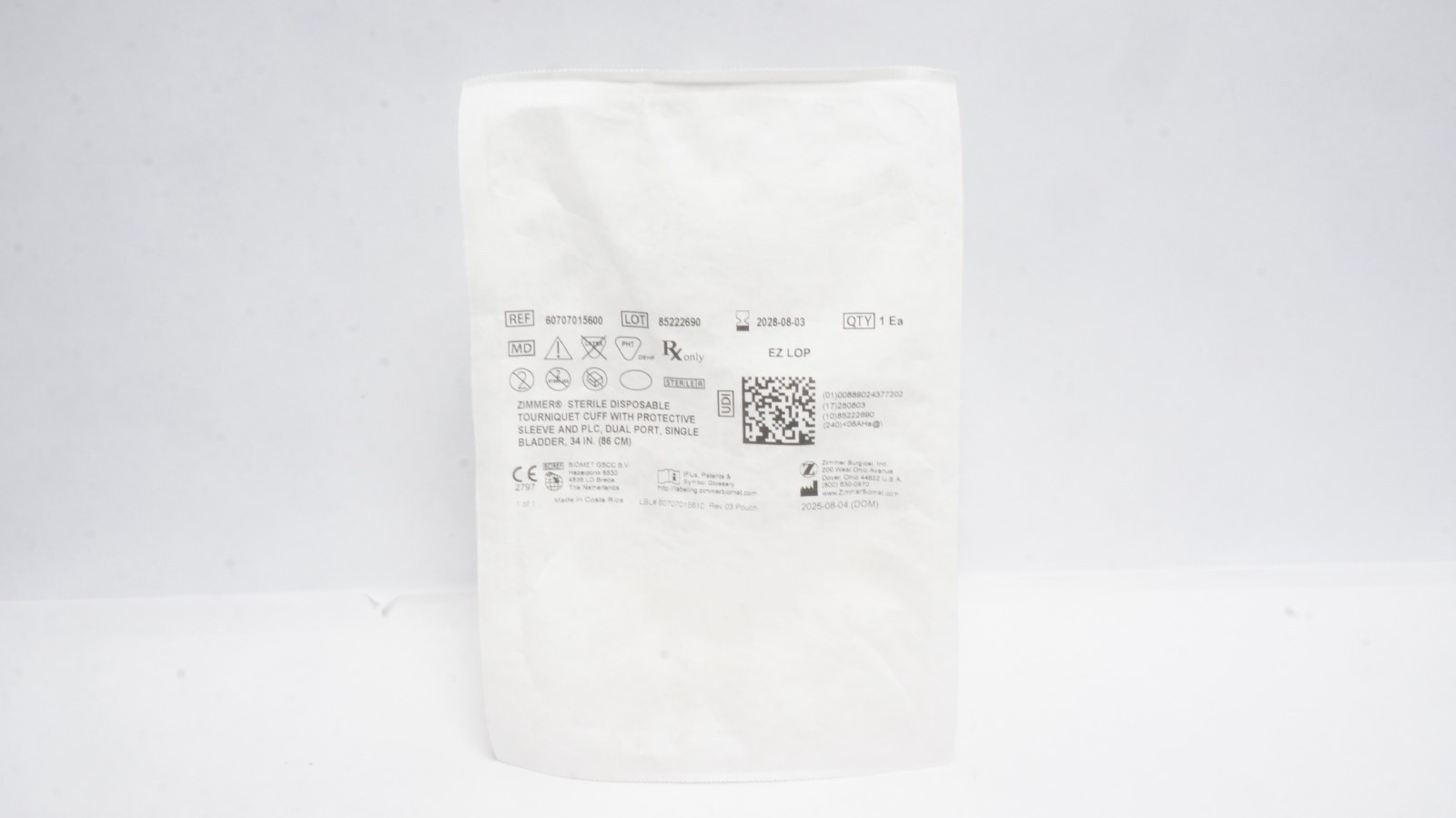 Zimmer 60707015600 Sterile Disposable Tourniquet Cuff 34 in.