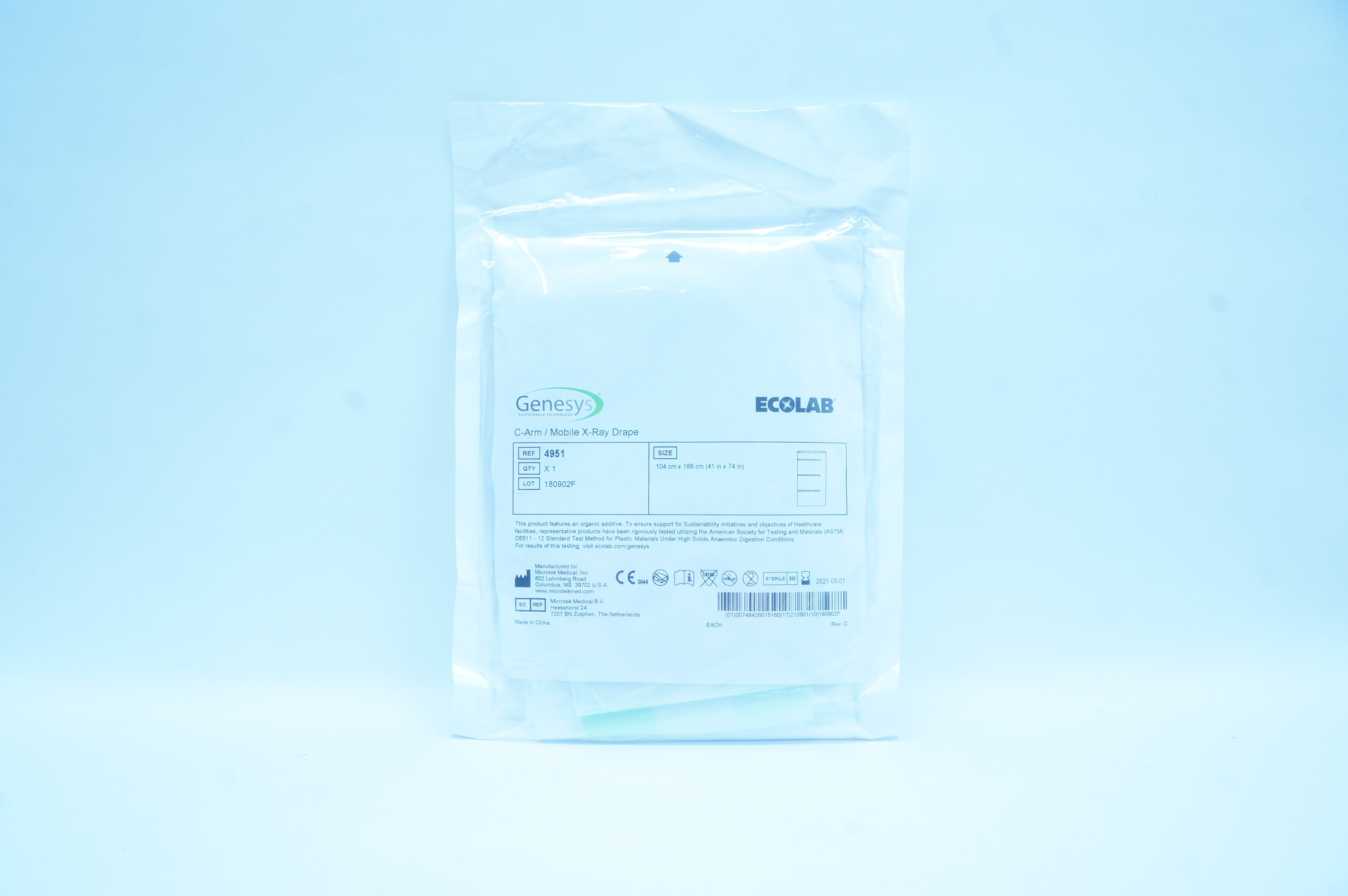 Microtek 4951 Genesys Ecolab C-Arm/Mobile X-Ray Drape 41 x 74inch (x)