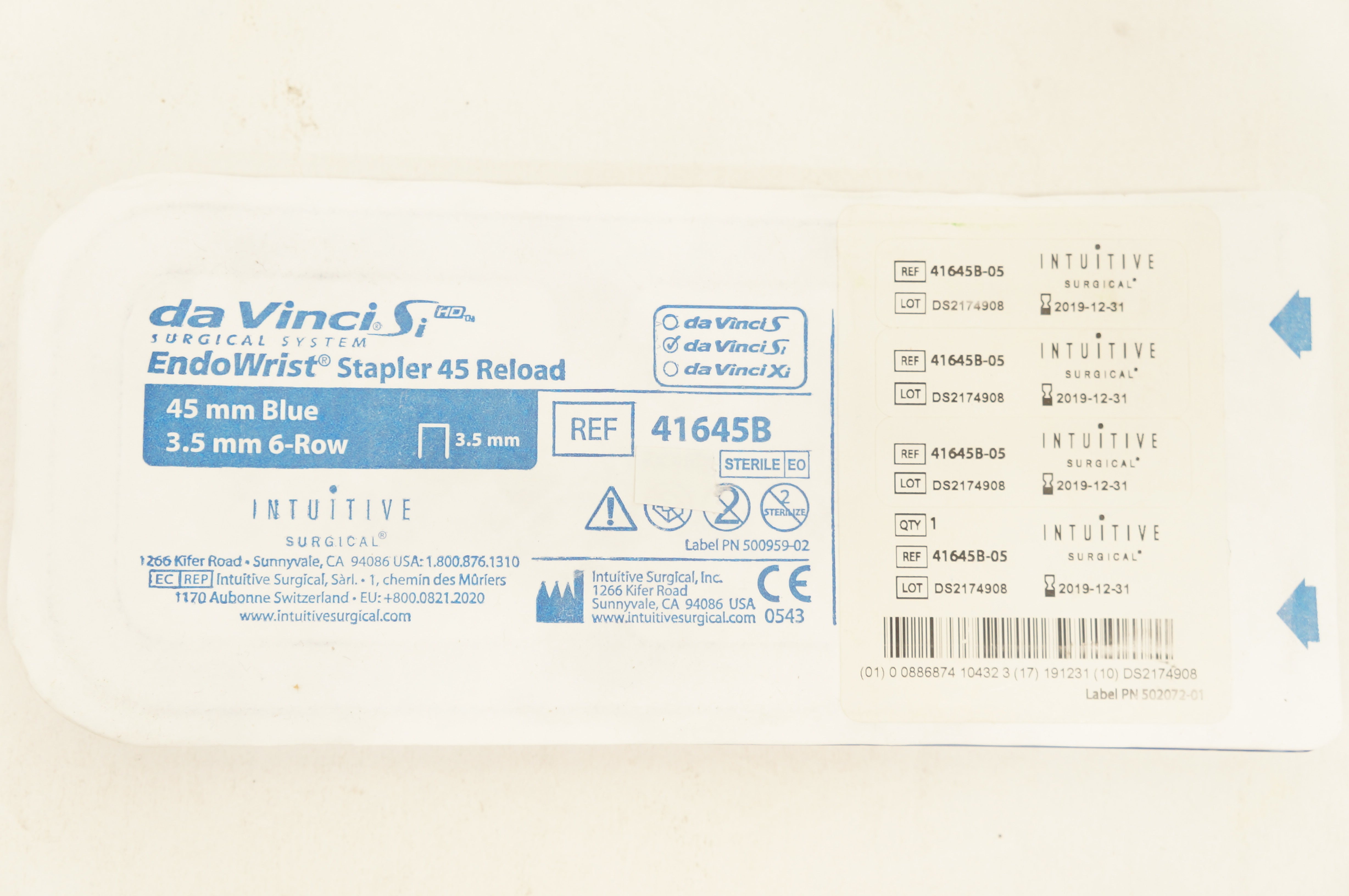 Intuitive 41645B da Vinci Si EndoWrist Stapler Reload 6-Row 45mm x 3.5mm (x)