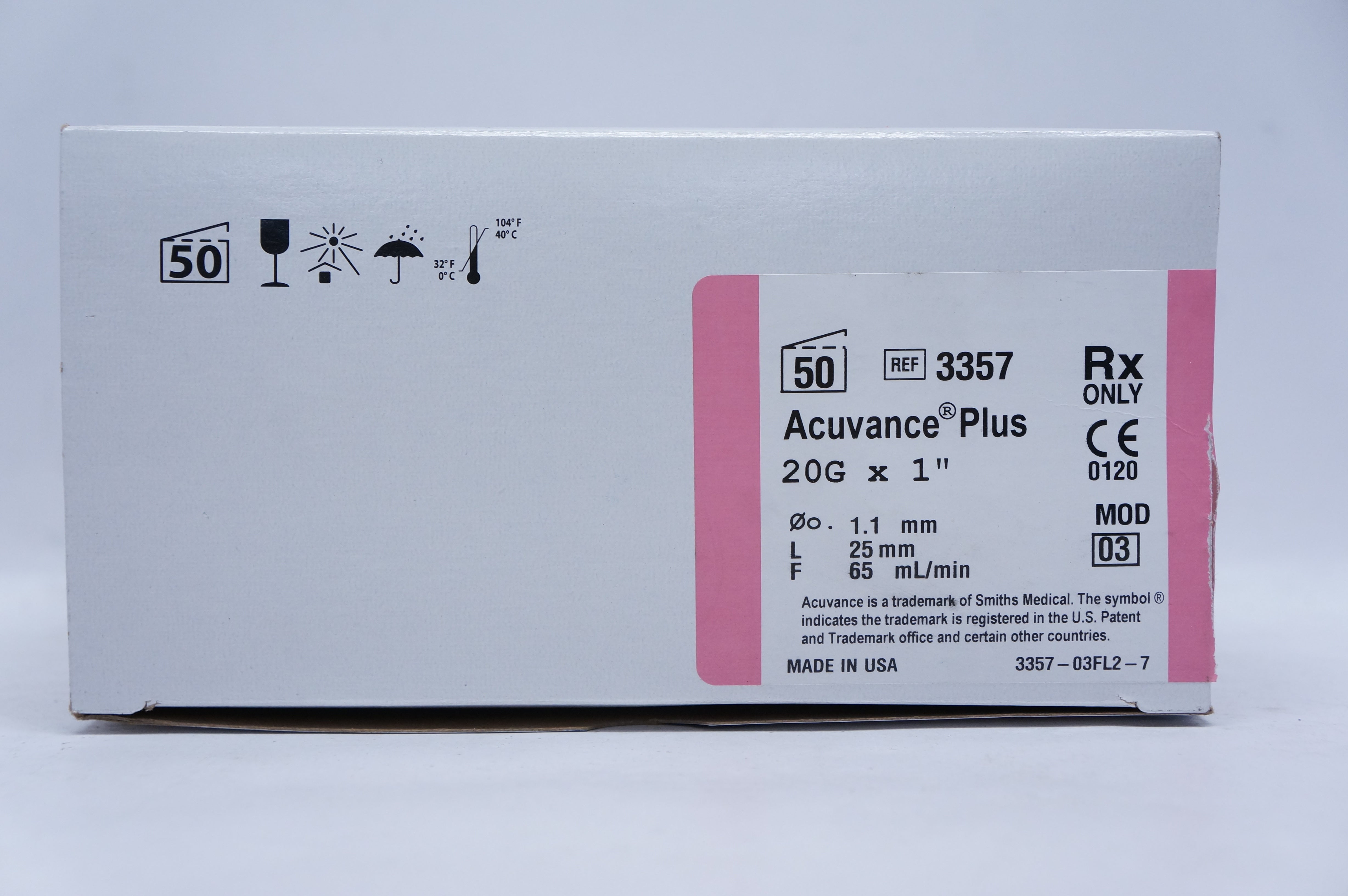 Smiths Medical 3357 Acuvance Plus 20G x 1inch - Box of 50