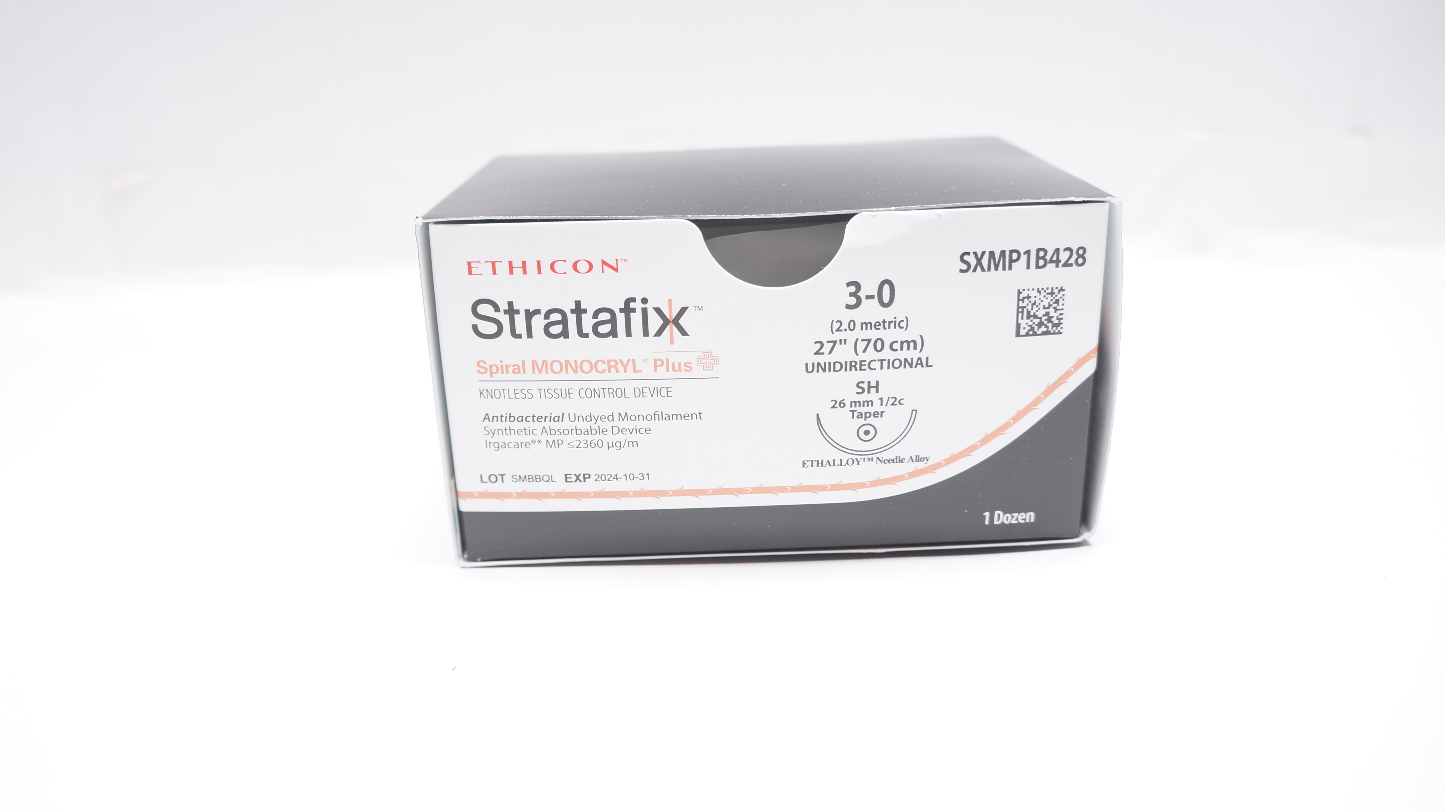 Ethicon SXMP1B428 3-0 Stratafix Monofilament SH 26mm 1/2c Taper 27inch-Box of 11