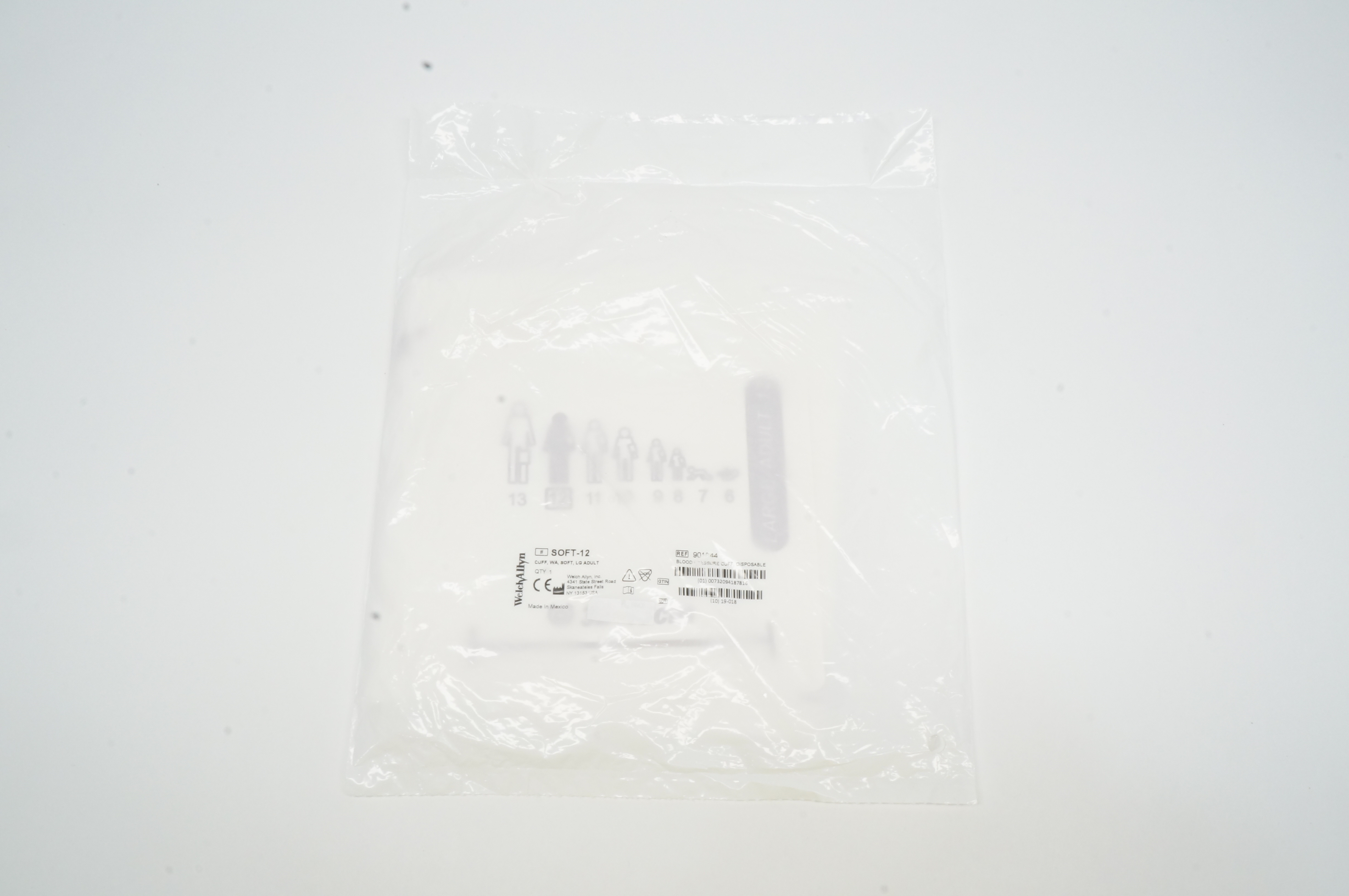 WelchAllyn 901044 Blood Pressure Cuff, Disposable, Adult, Large SOFT-12