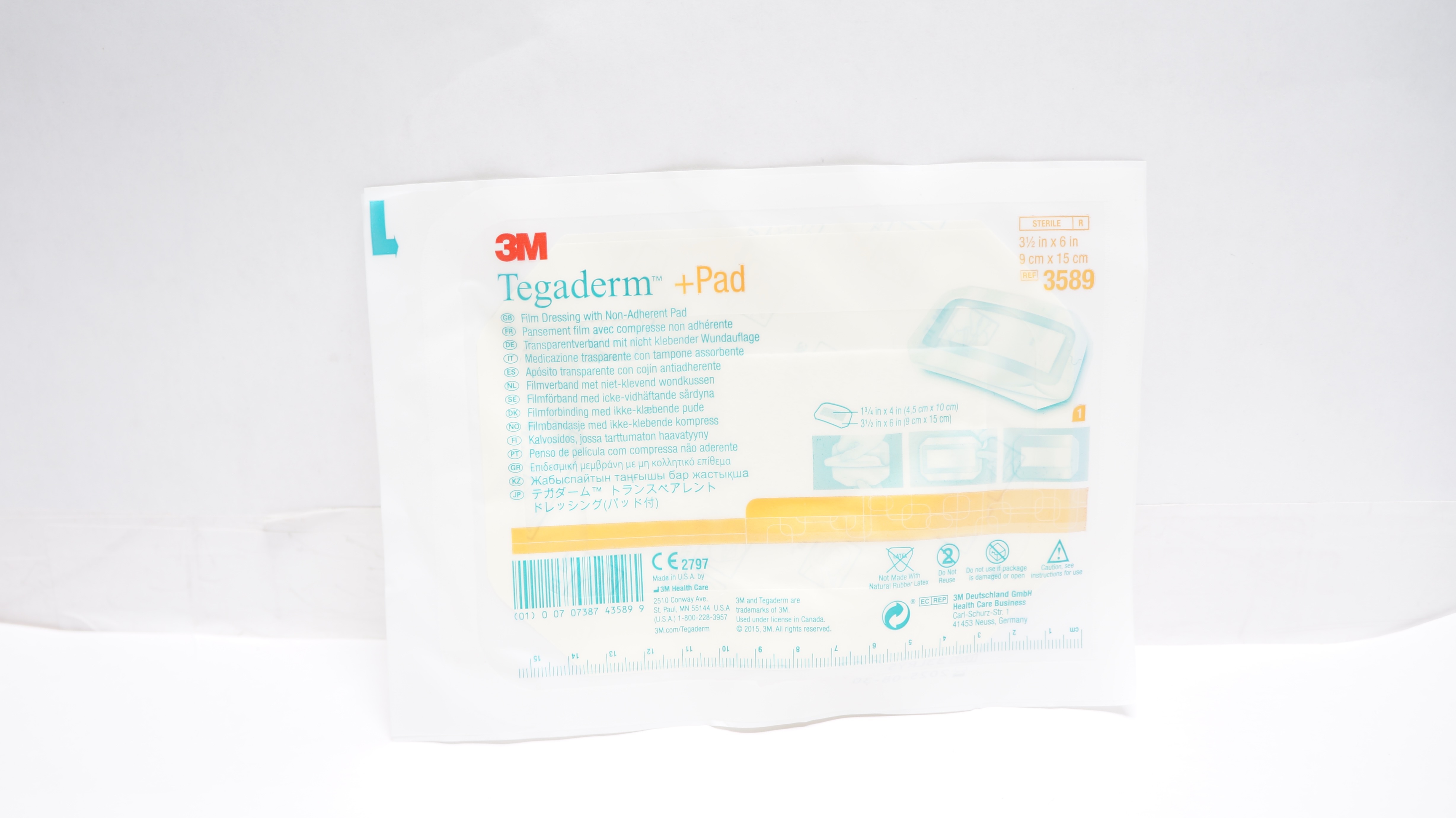 3M 3589 Tegaderm Film Dressing With Non-Adherent Pad 3½ inch x 6inch