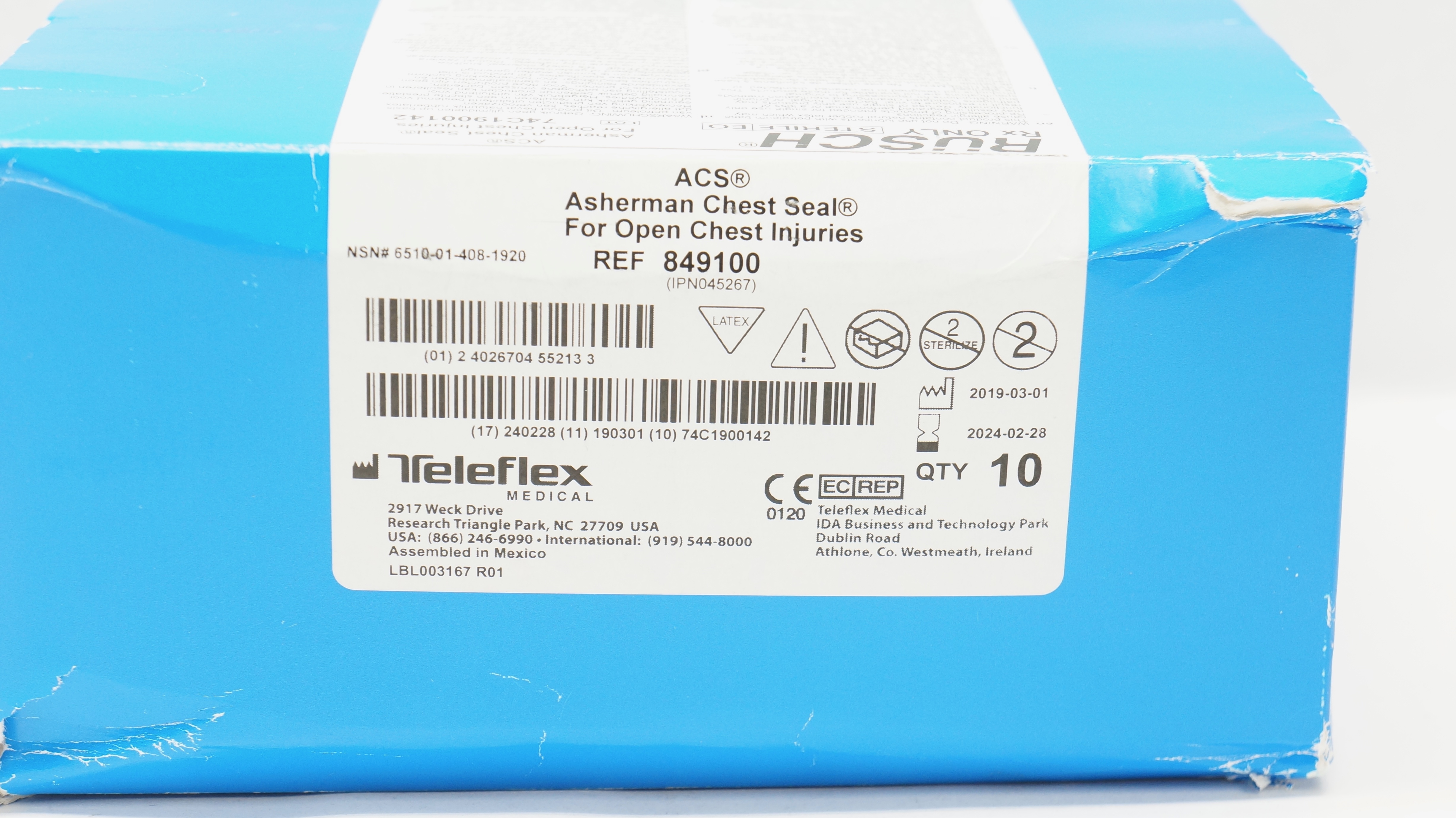 Teleflex 849100 RUSCH ACS Asherman Chest Seal (x) - Box of 10