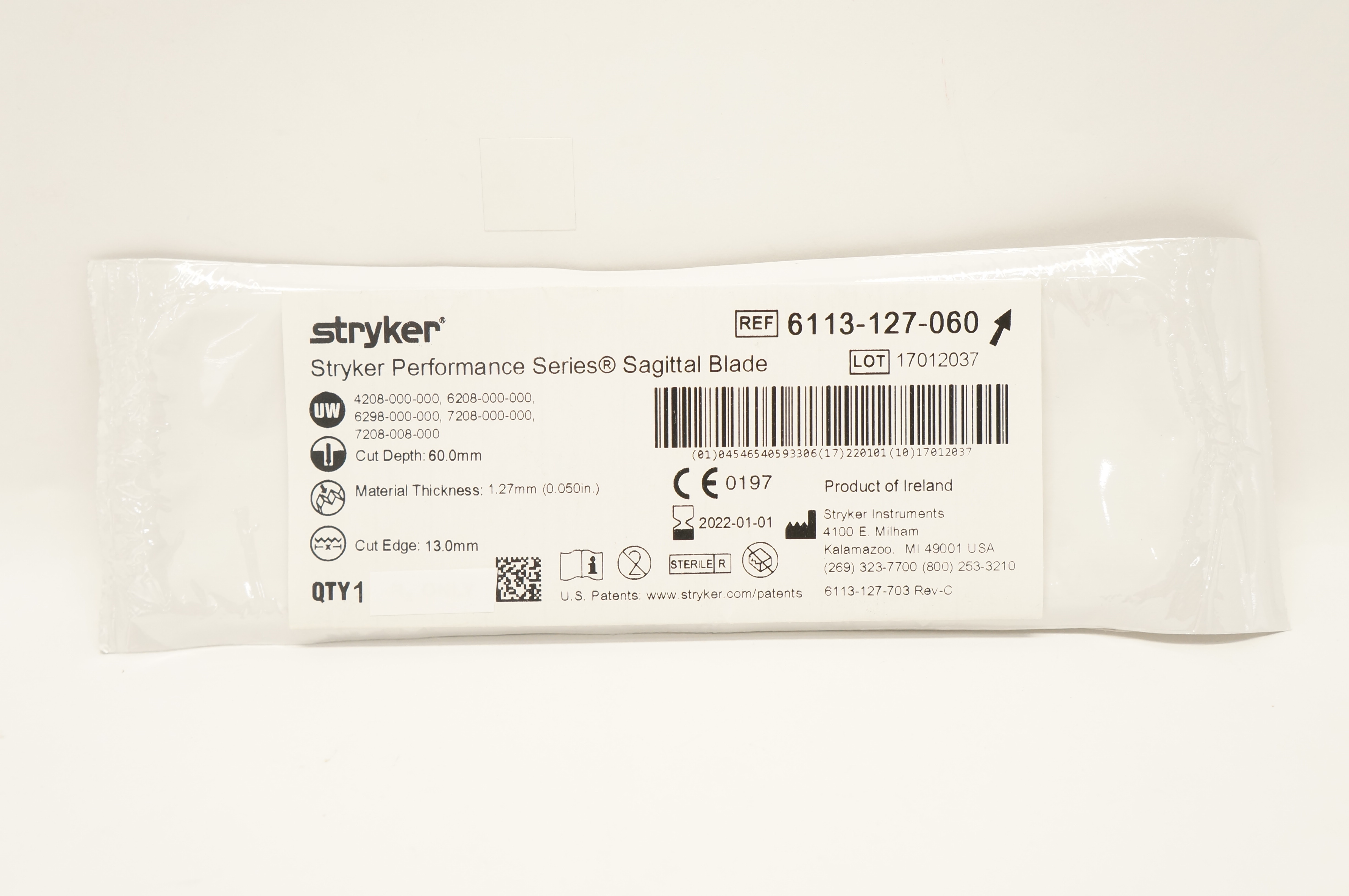 Stryker 6113-127-060 Performance Series Sagittal Blade 13.0x60.0mmx0.050inch (x)