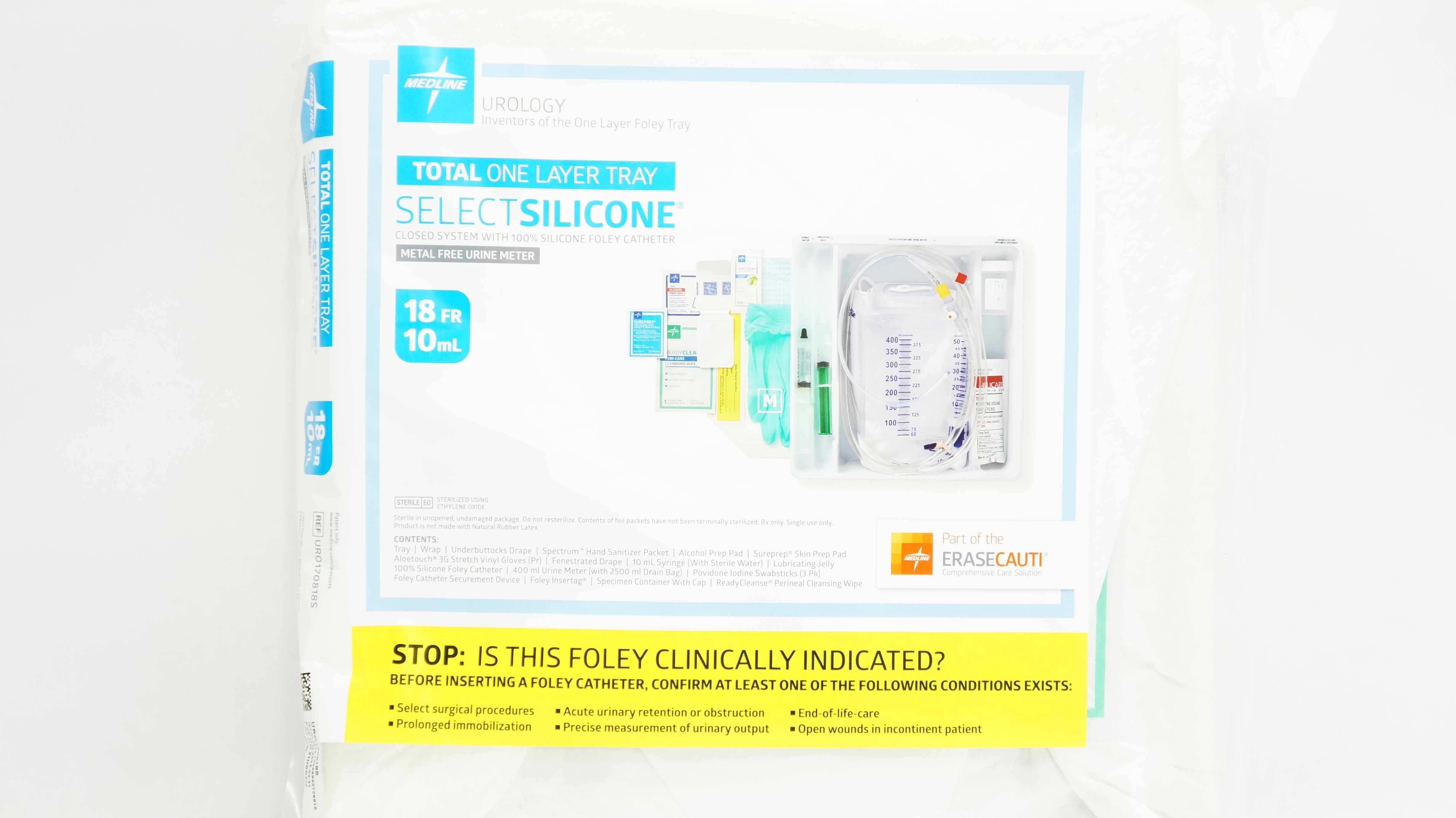 Medline UR0170818S Closed System w/100% Silicone Foley Cath. 18Fr x 10mL (x)