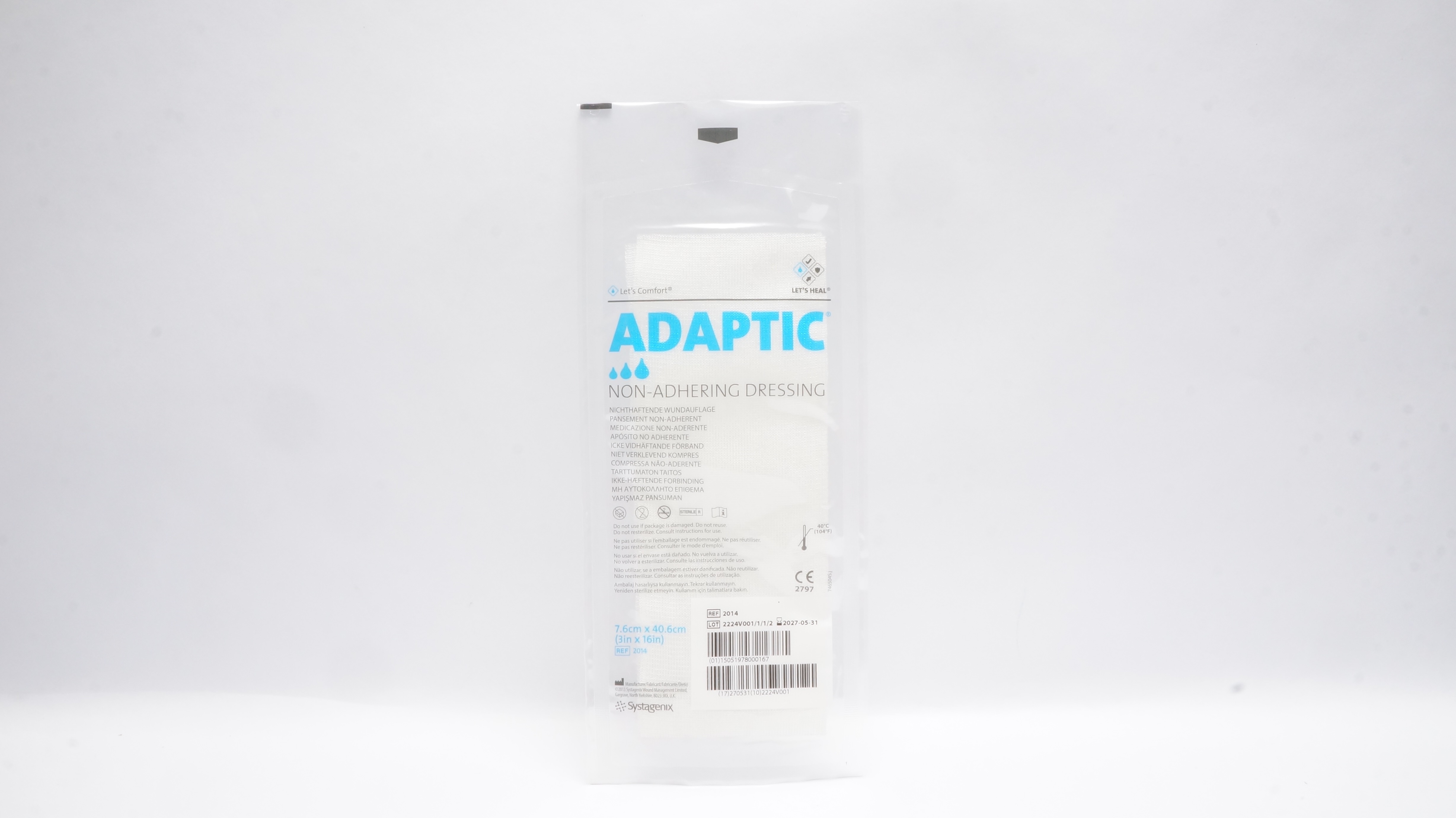 Systagenix 2014 Adaptic Non-Adherent Dressing 3in x 16in