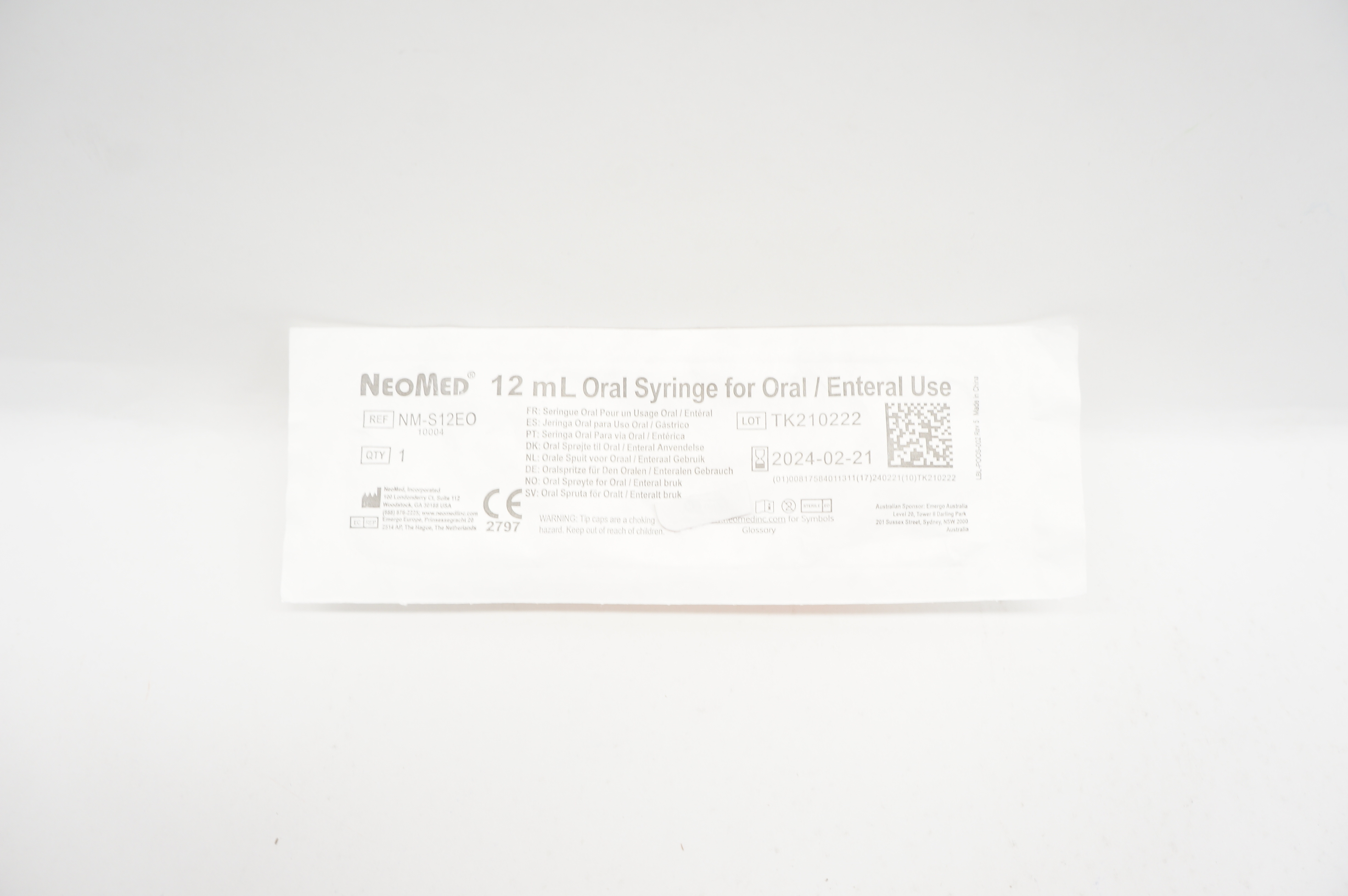 NeoMed NM-S12EO Oral Syringe for Oral / Enteral Use 12ml