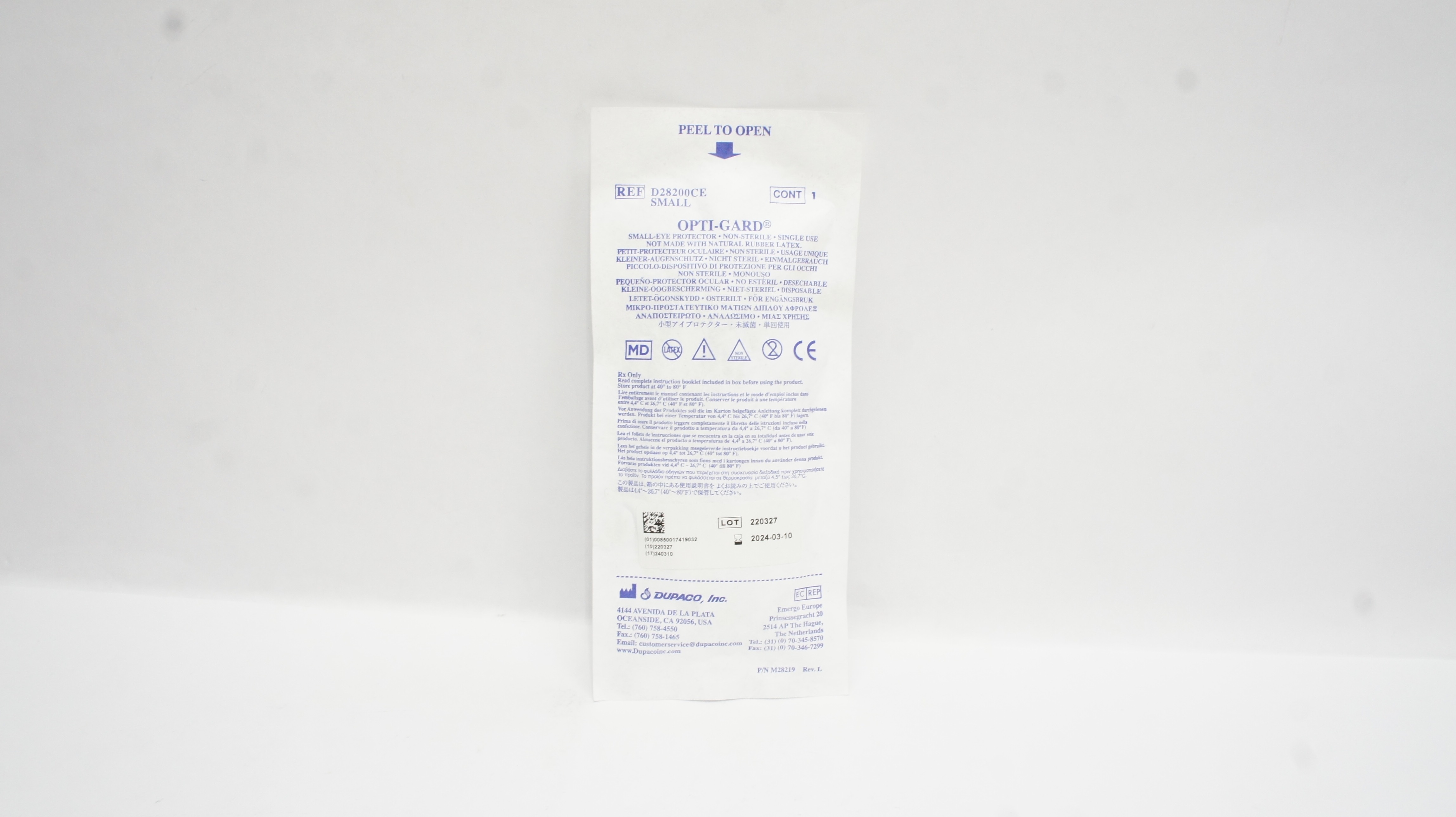 Dupaco D28200CE Opti-Gard Eye Protector Small