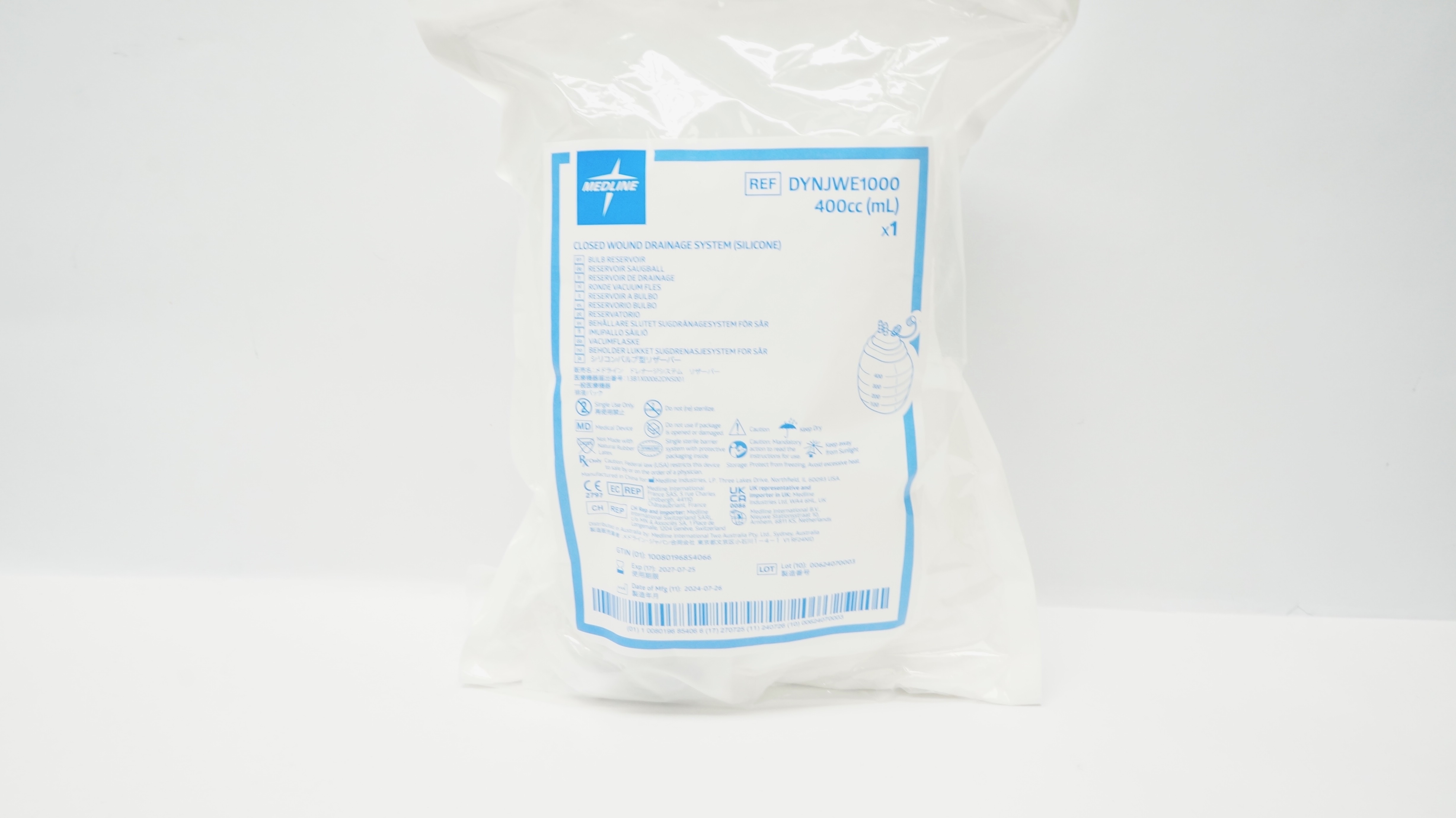 Medline DYNJWE1000 Silicone Closed Wound Drainage System 400cc (mL)