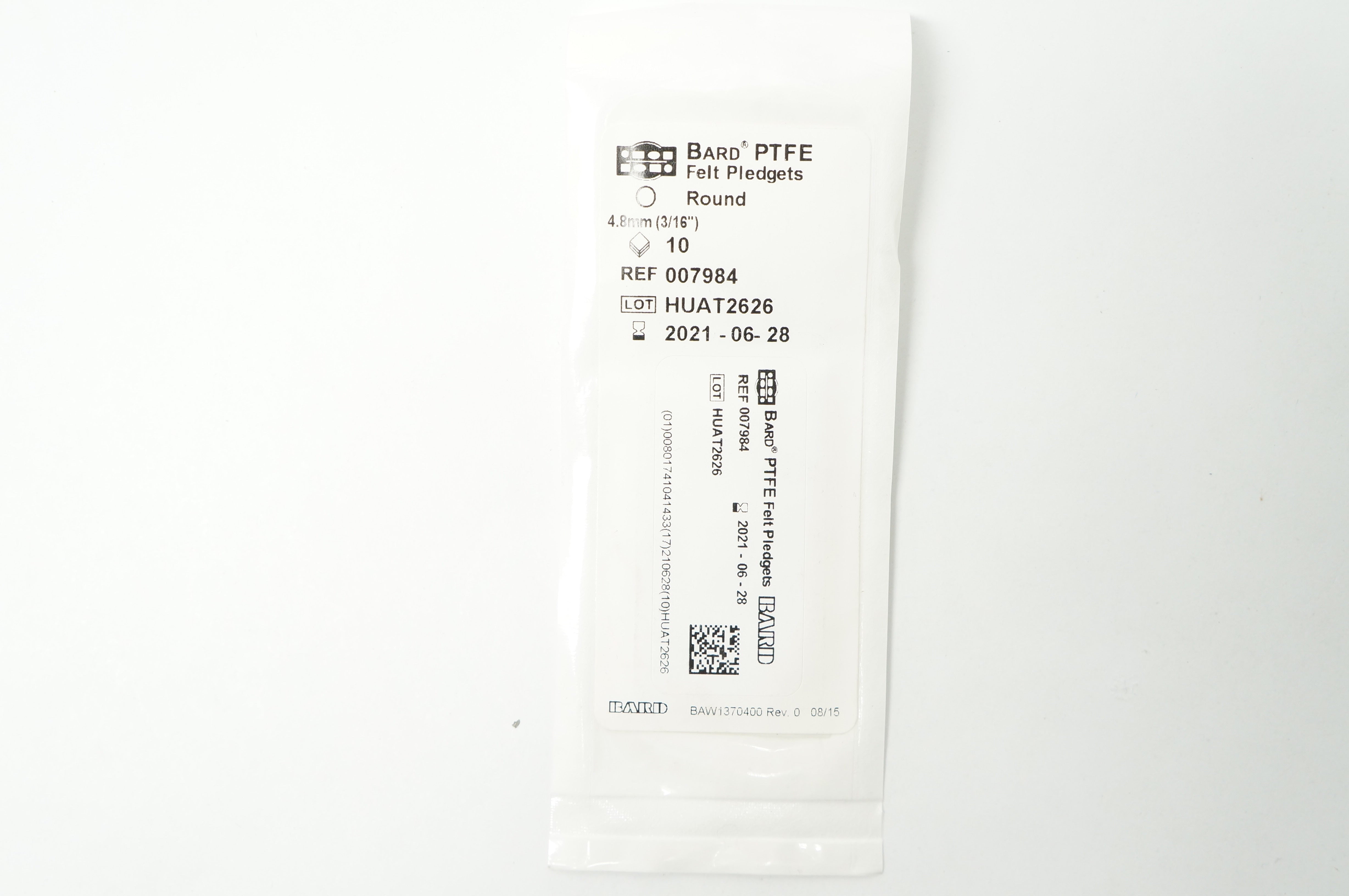 Bard 007984 PTFE Felt Pledgets, Round, 3/16inch (x) - Pack of 10