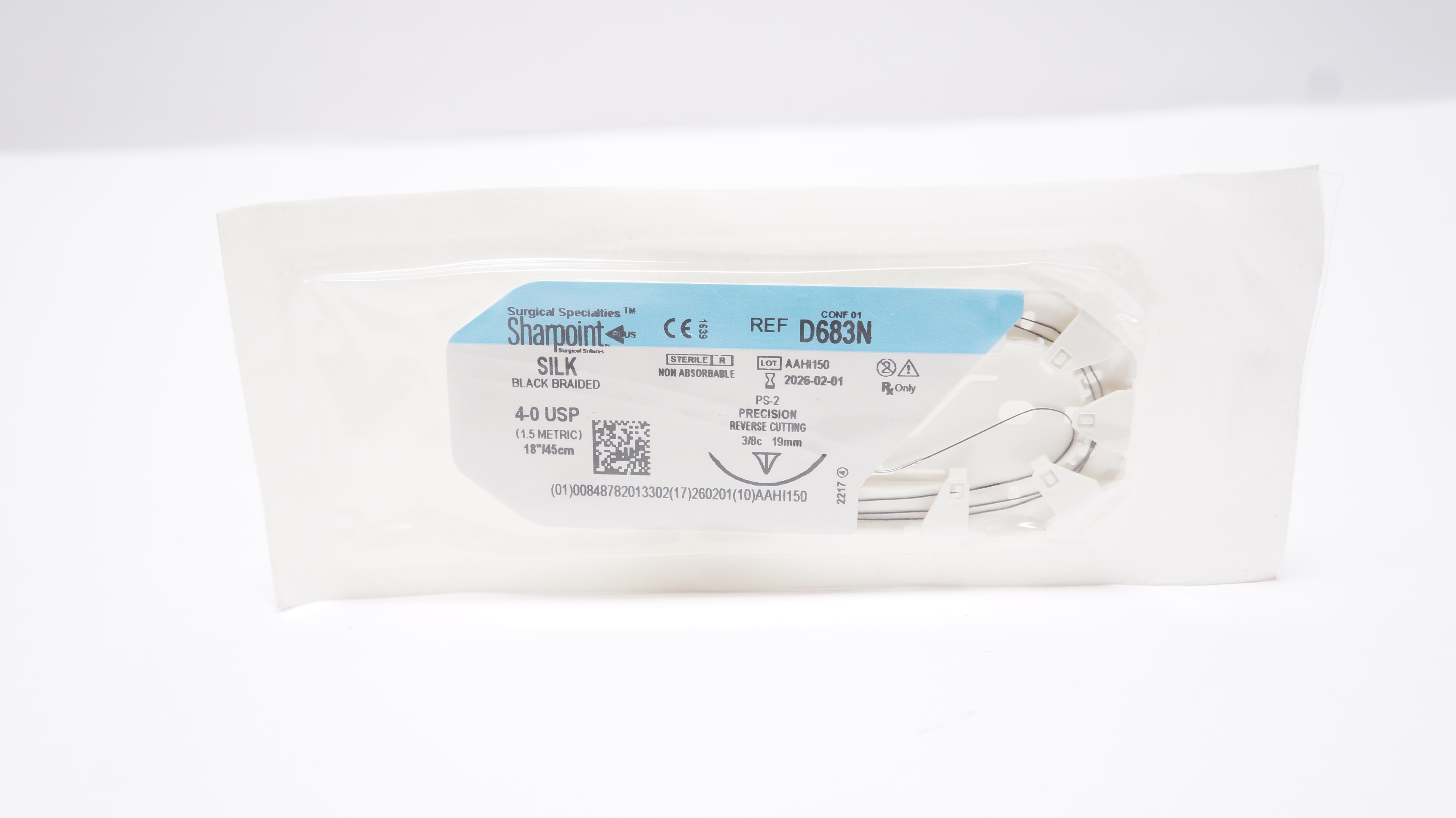 Surgical Specialities D683N 4-0 USP Sharpoint Plus,Silk,PS-2,3/8c 19mm,18In/45cm