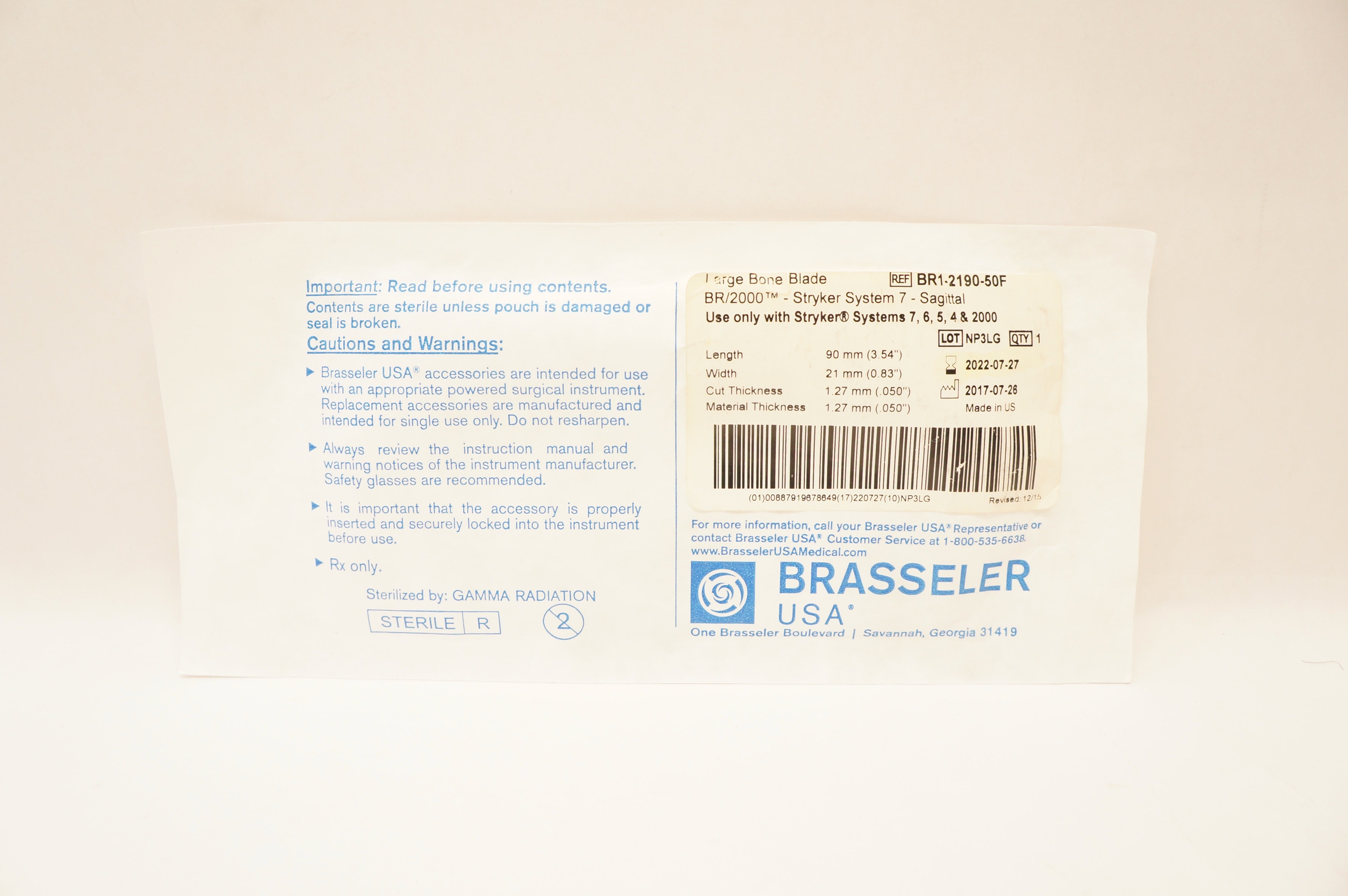 Brasseler BR1-2190-50F Large Bone Saw Blade 90 x 21mm (x)
