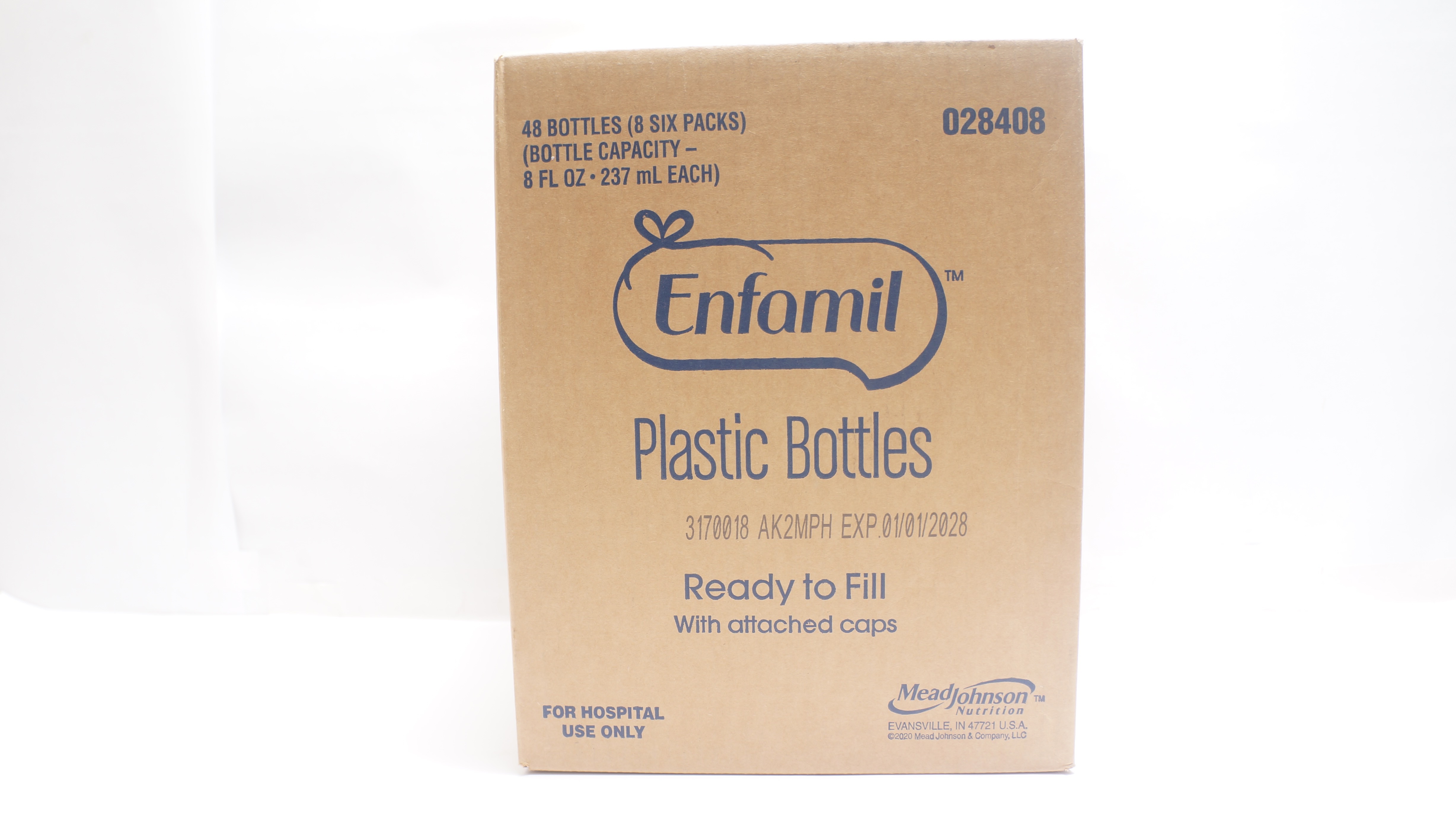 Mead Johnson 028408 Enfamil Plastic Bottles 8Fl Oz - Box of 48 Bottles