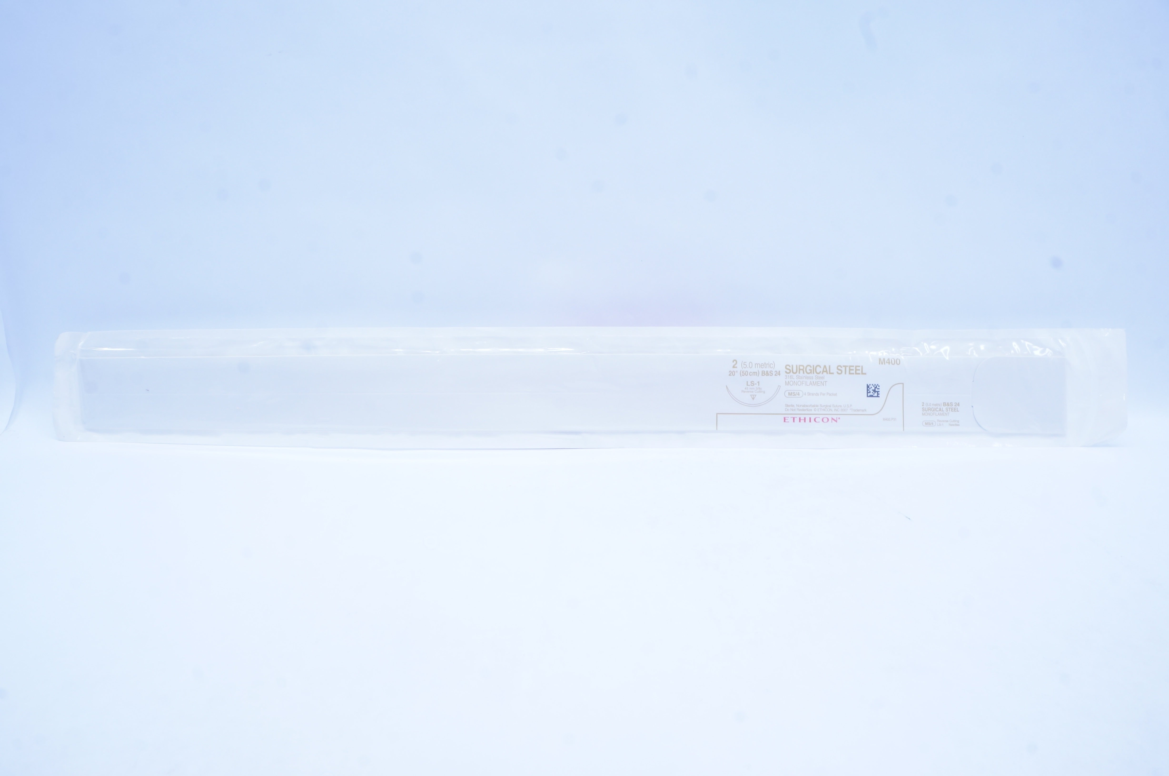 Ethicon M400 2 SURGICAL STEEL B&S24, LS-1 45mm 3/8c Reverse Cutting, 20in (x)