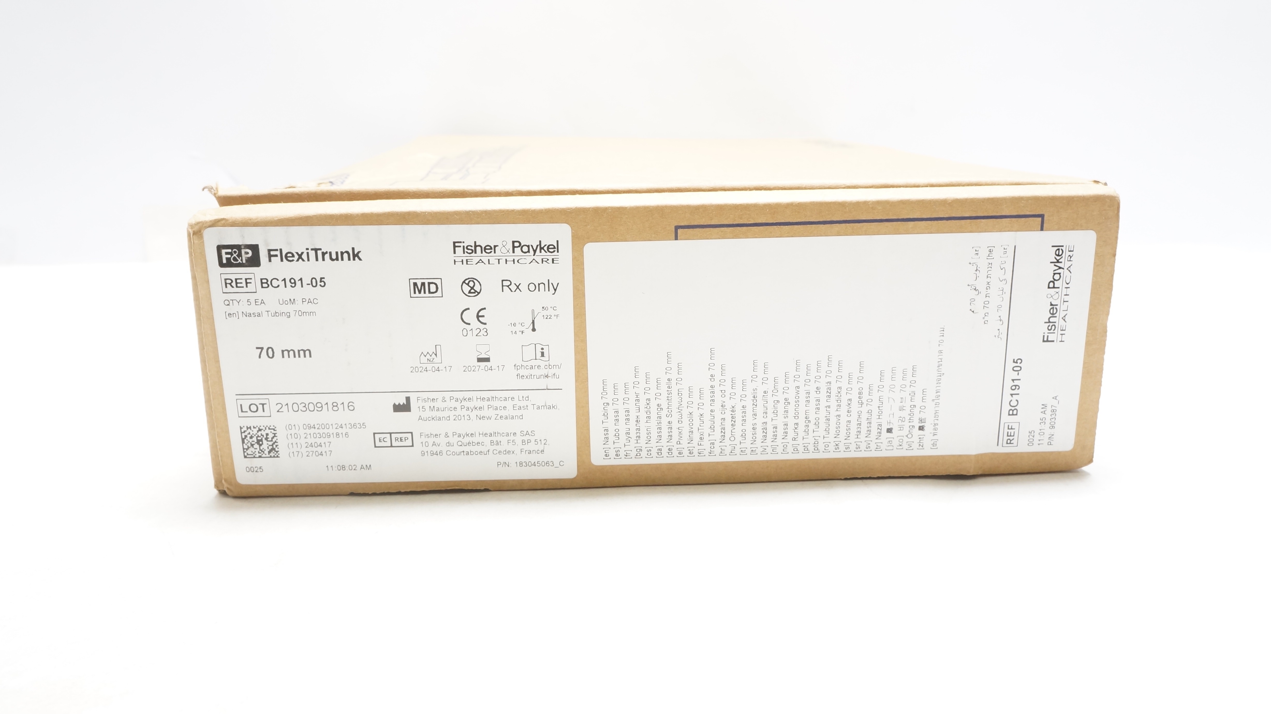 Fisher&Paykel BC191-05 FLexiTrunk Nasal Tubing 70mm
