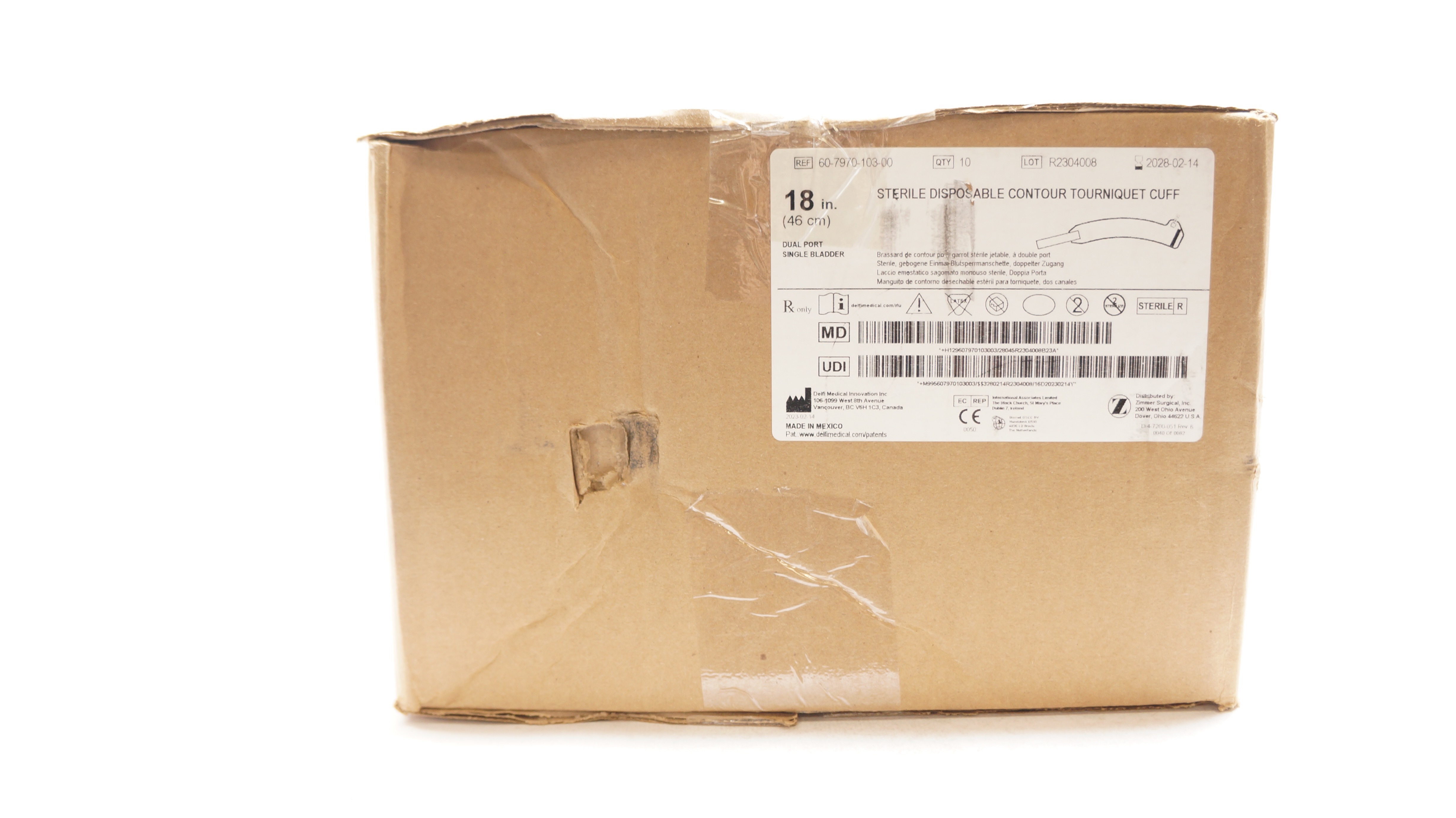 Delfi Medical 60-7970-103-00 Zimmer Contour Tourniquet Cuff 18inch - Box of 10