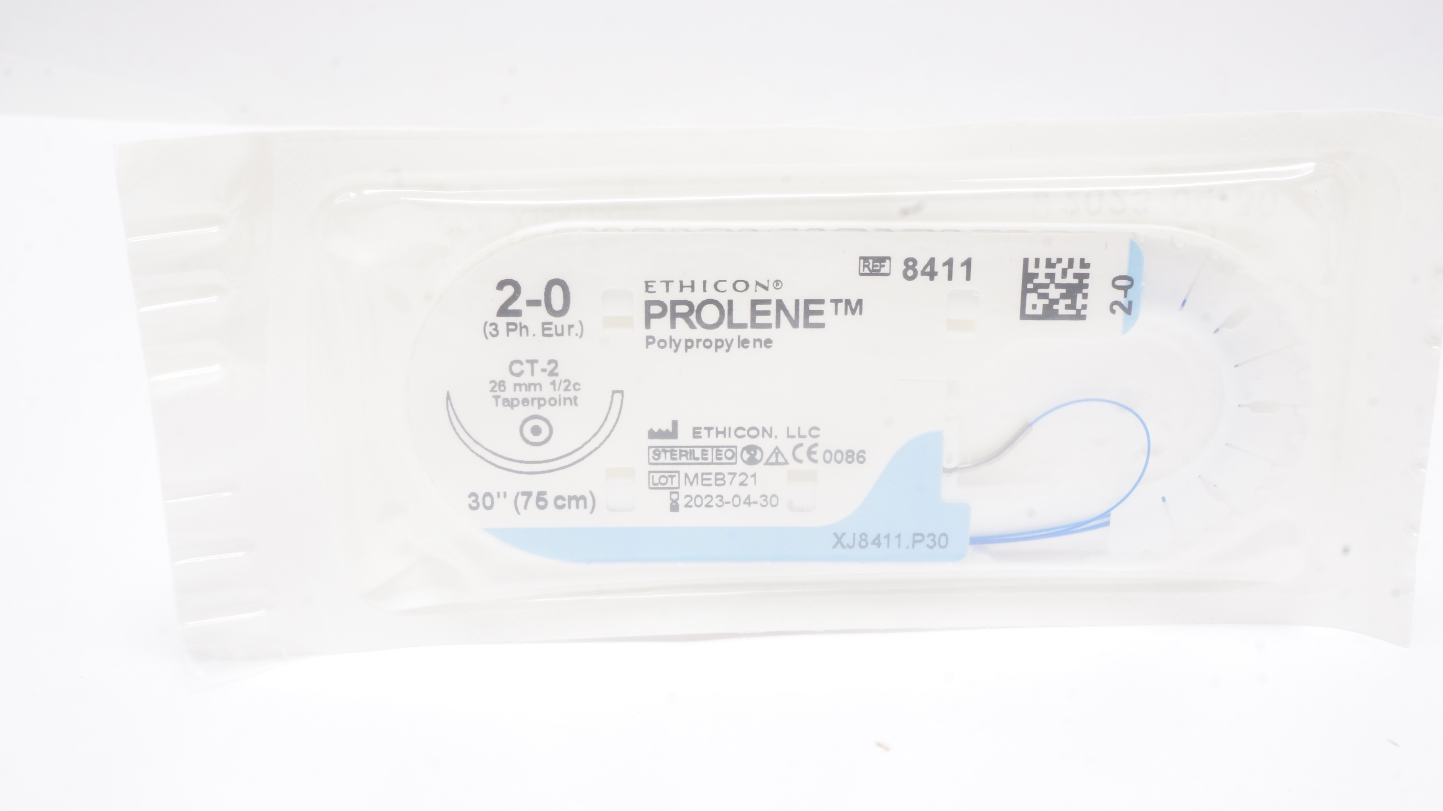 Ethicon 8411 2-0 PROLENE, CT-2, 26mm 1/2c Taperpoint, 30inch (x)