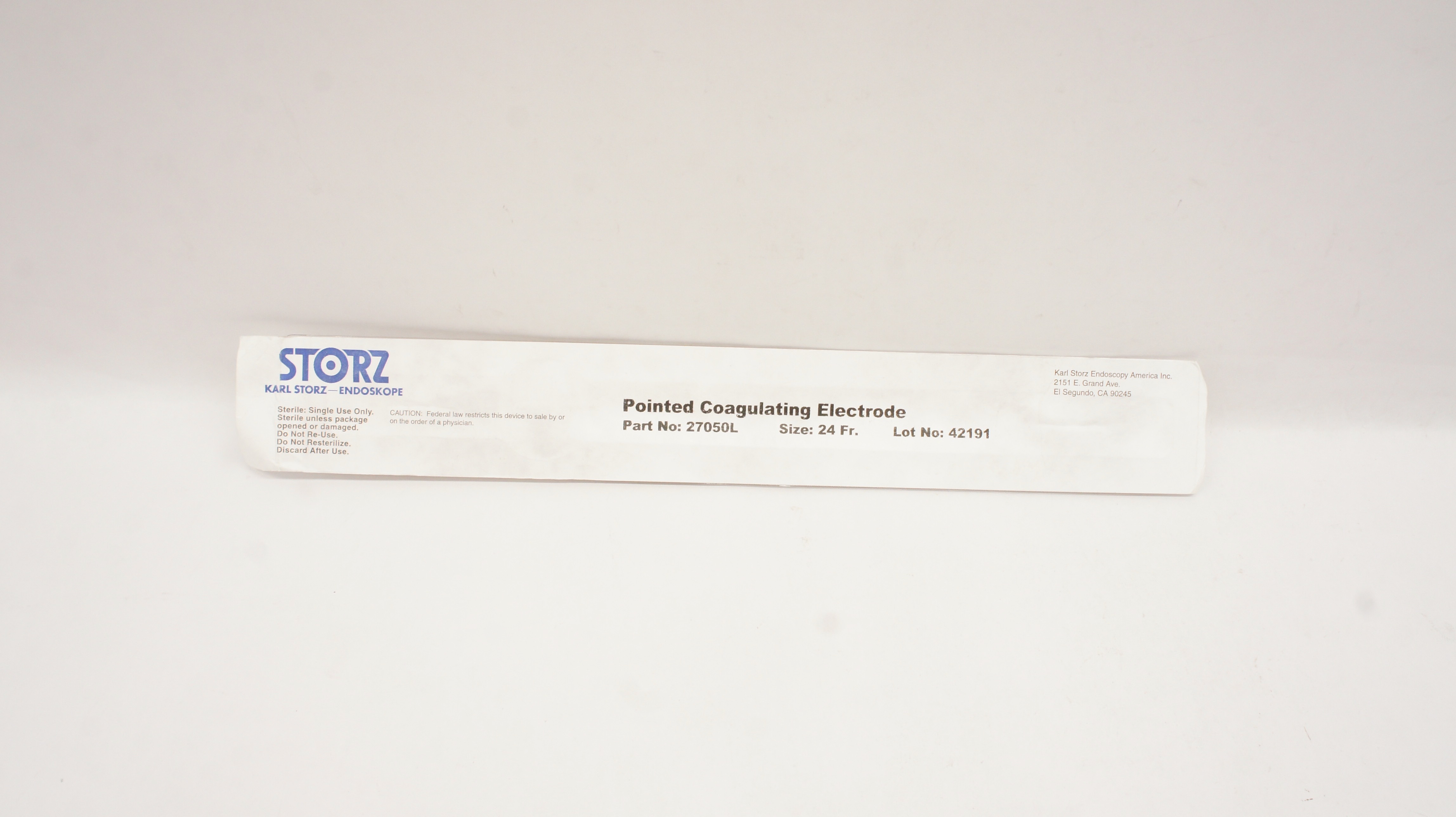 Karl Storz 27050L Pointed Coagulating Electrosurgical 24Fr.