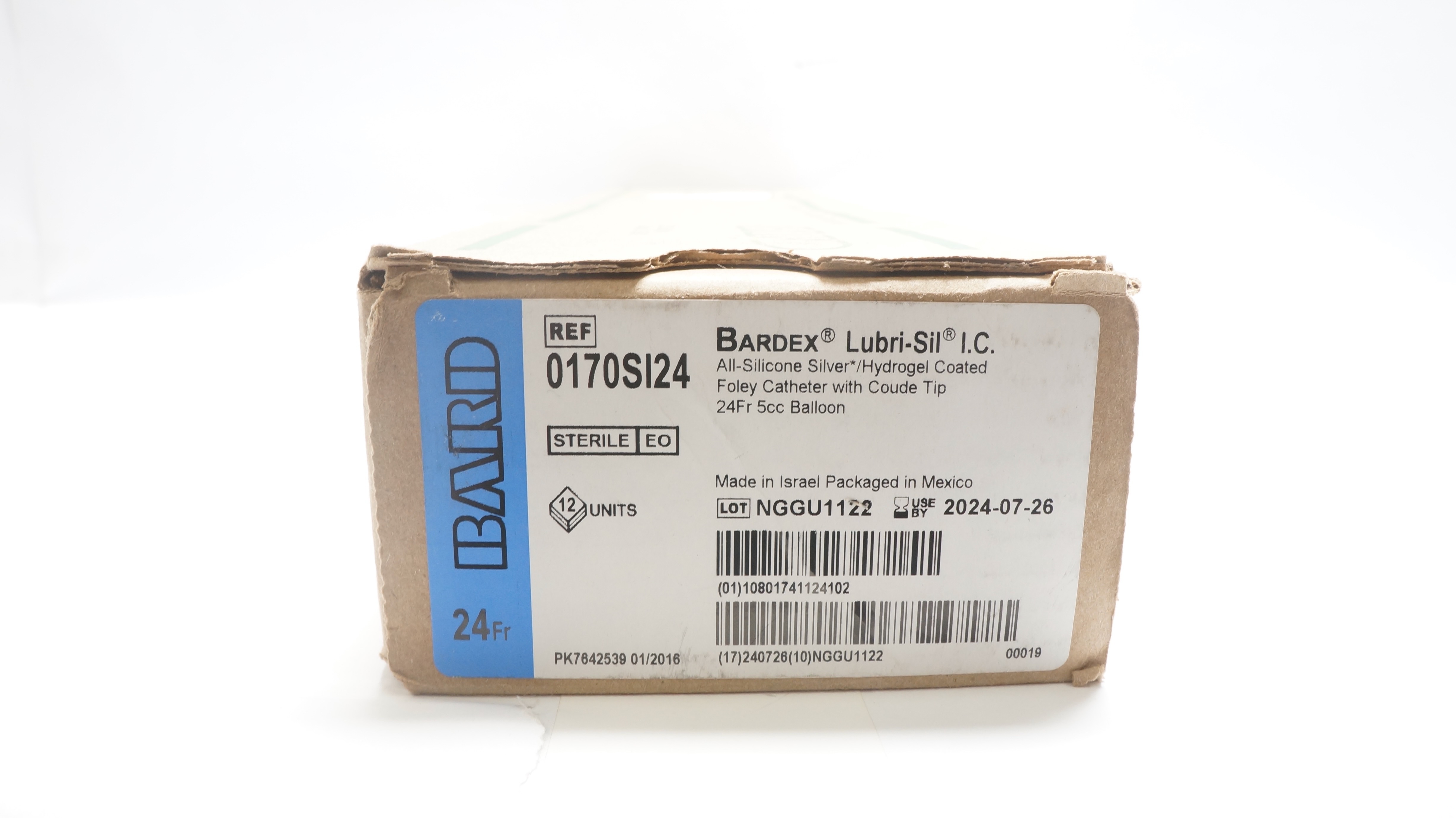 Bard 0170SI24 Bardex Lubri-Sil I.C. Foley Cath. 24Fr 5cc Balloon (x) - Box of 12