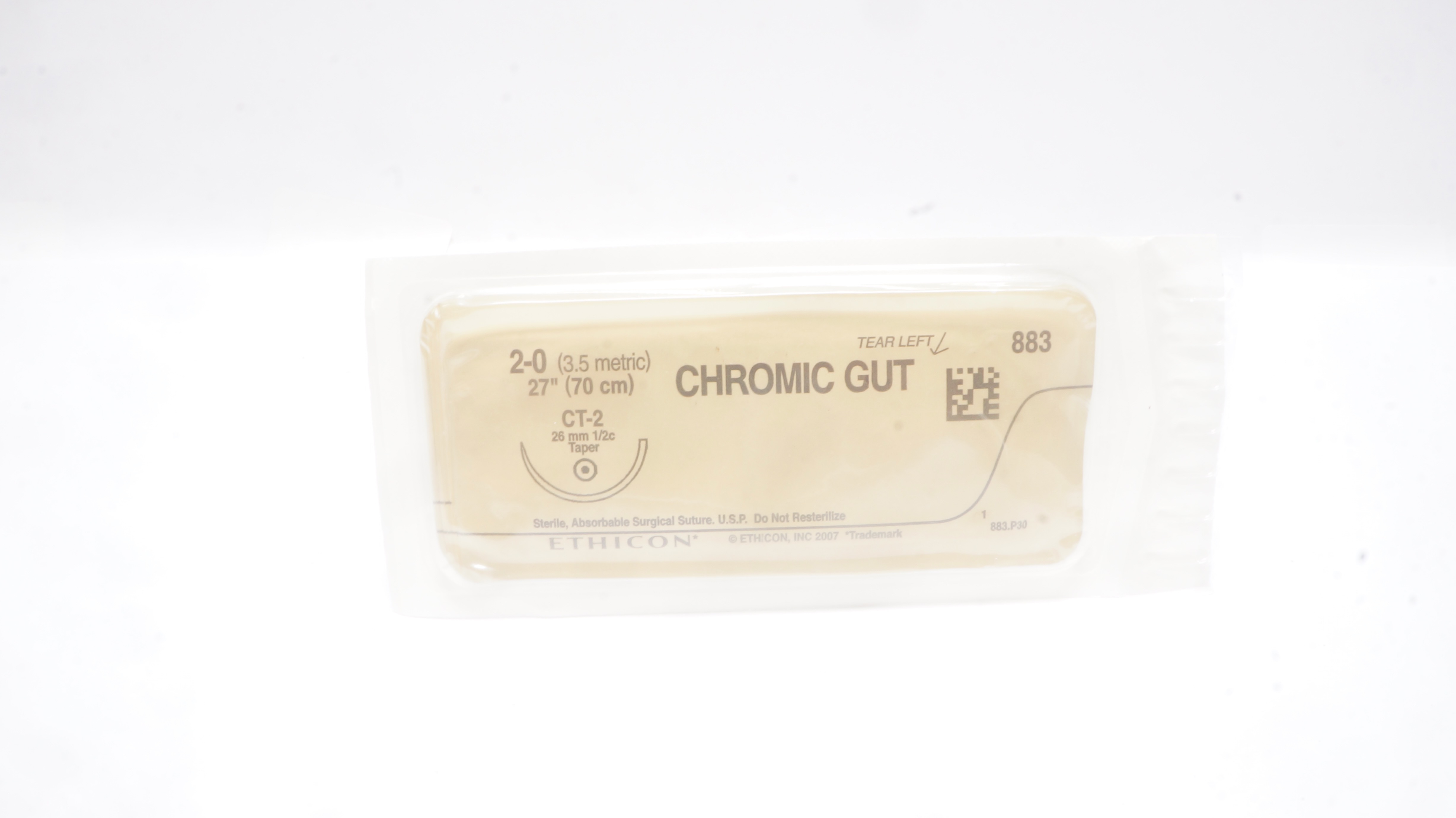 Ethicon 883 2-0 CHROMIC GUT, CT-2, 26mm 1/2c Taper, 27inch (x)
