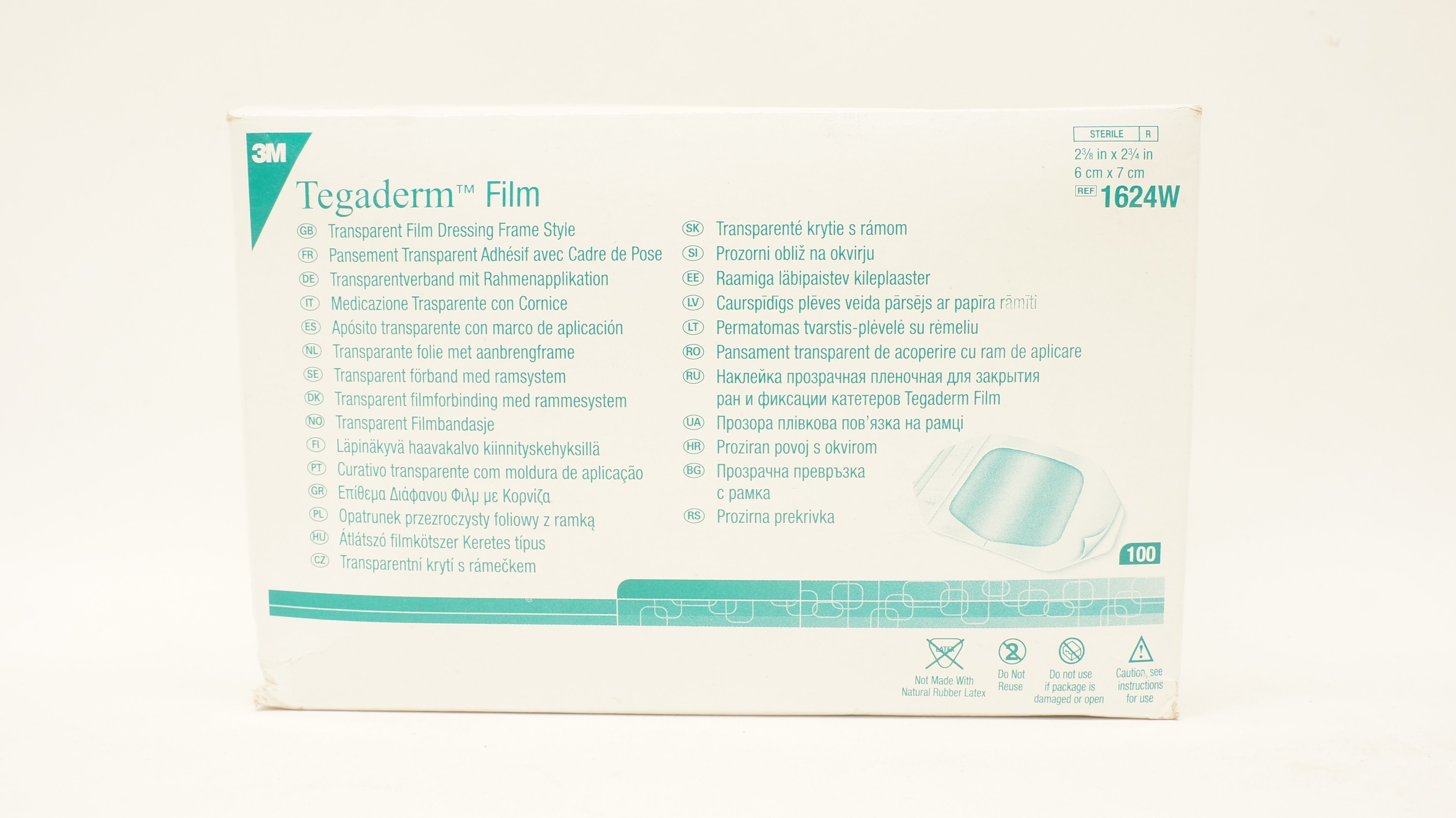 3M 1624W Tegaderm Transparent Film Dressing 2-3/8 x 2-3/4inch (x) - Box of 100