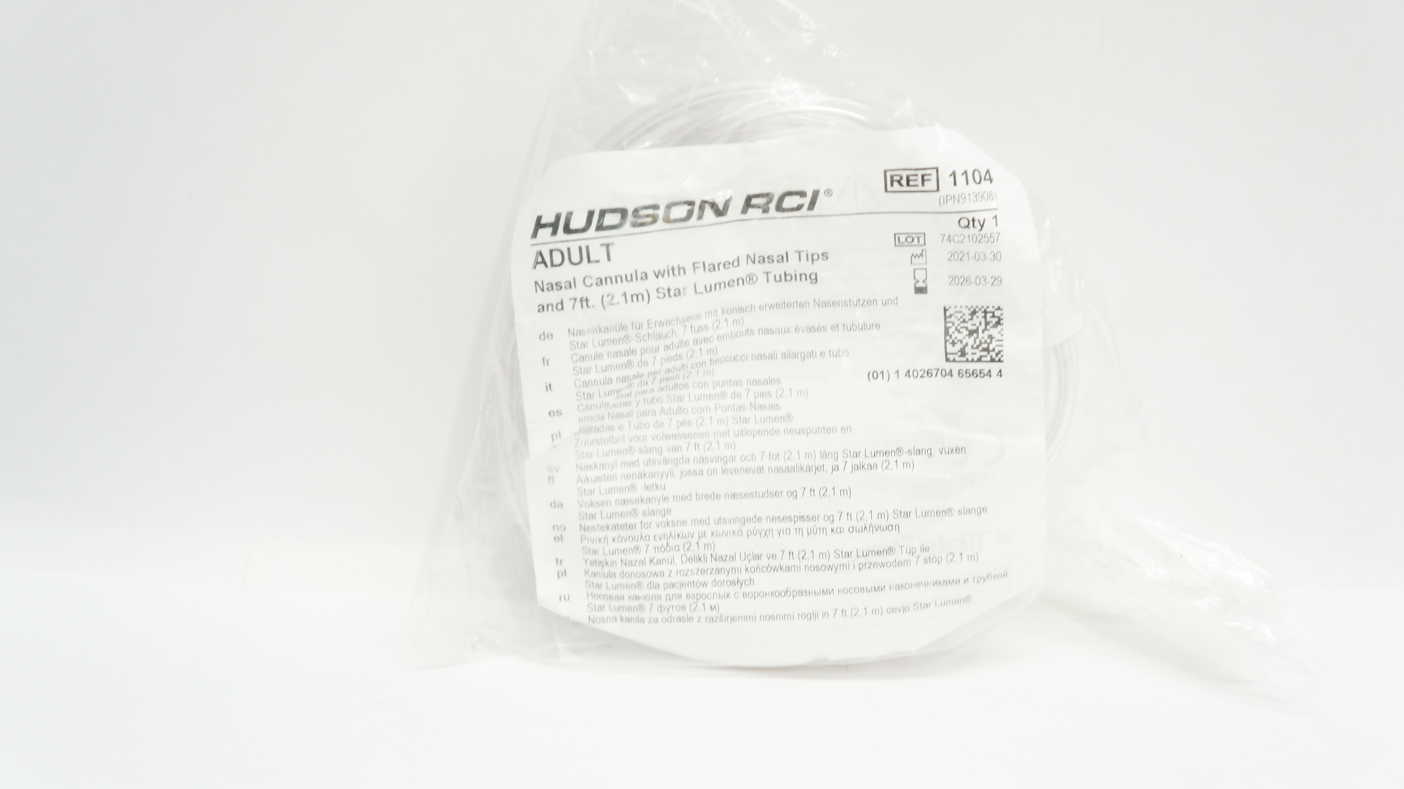 Hudson RCI 1104 Nasal Cannula, Adult, 7ft
