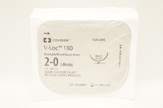 Covidien VLOCL2815 2-0 V-Loc 180 GS-11 37mm 1/2 Taper, 12inch (x)