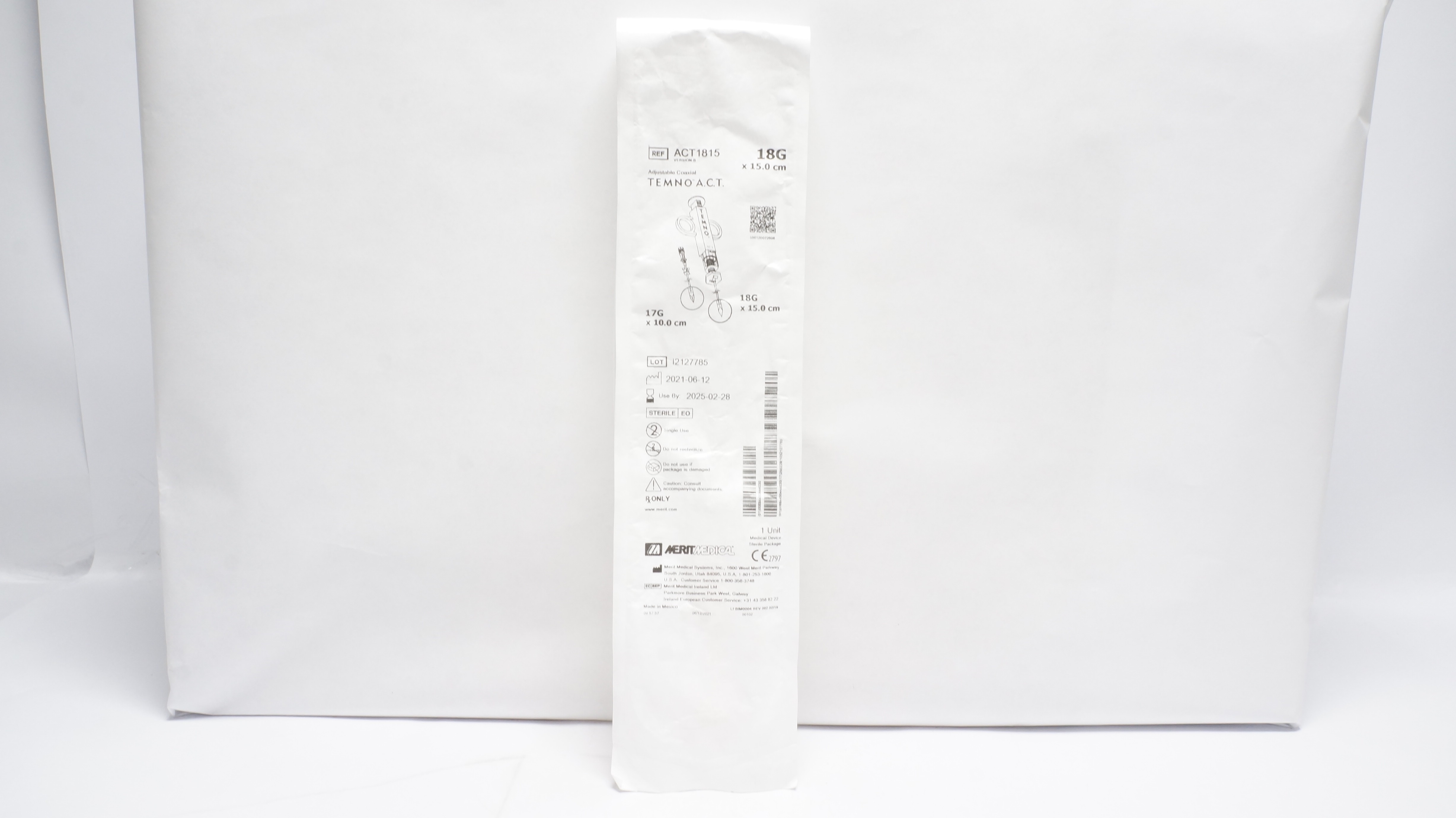 Merit Medical ACT1815 Adjustable Coaxial TEMNO A.C.T. Biopsy System 18G x15cm(x)