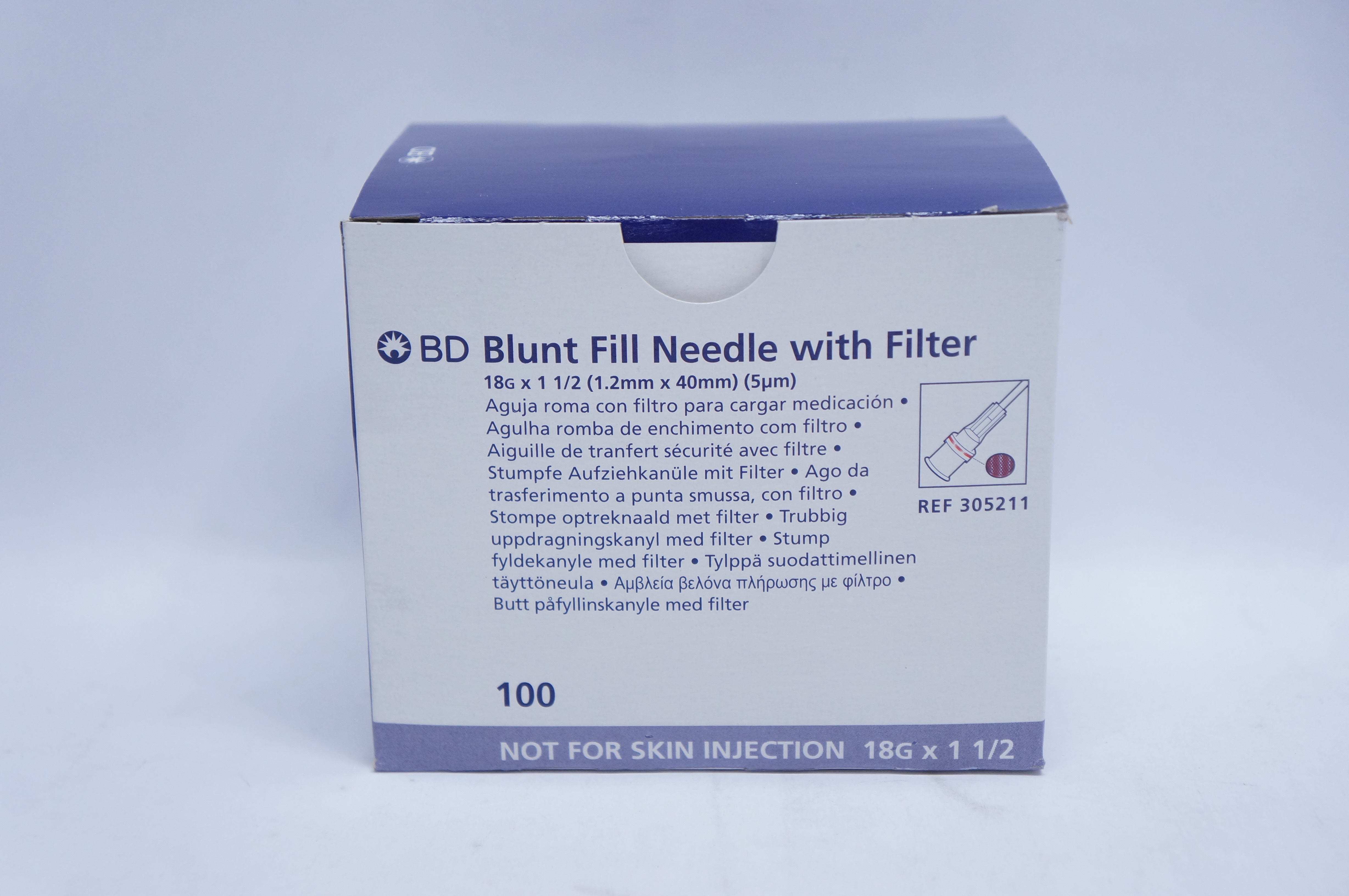 BD 305211 Blunt Fill Ndle with Filter 18G x 1-1/2 - Box of 100