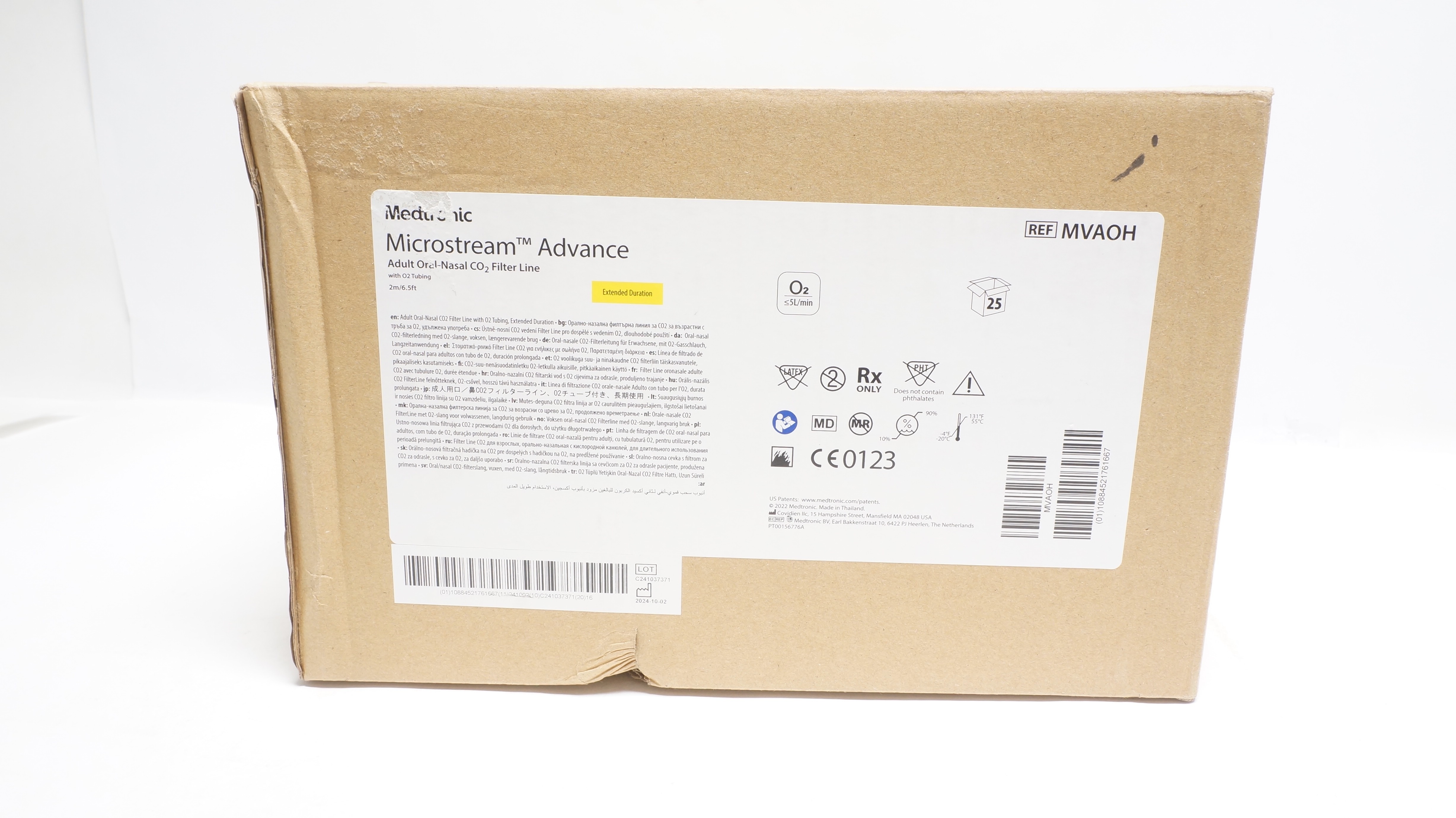 Medtronic MVAOH Microstream Advance Adult Oral-Nasal CO2 Filter Line-Box of 25