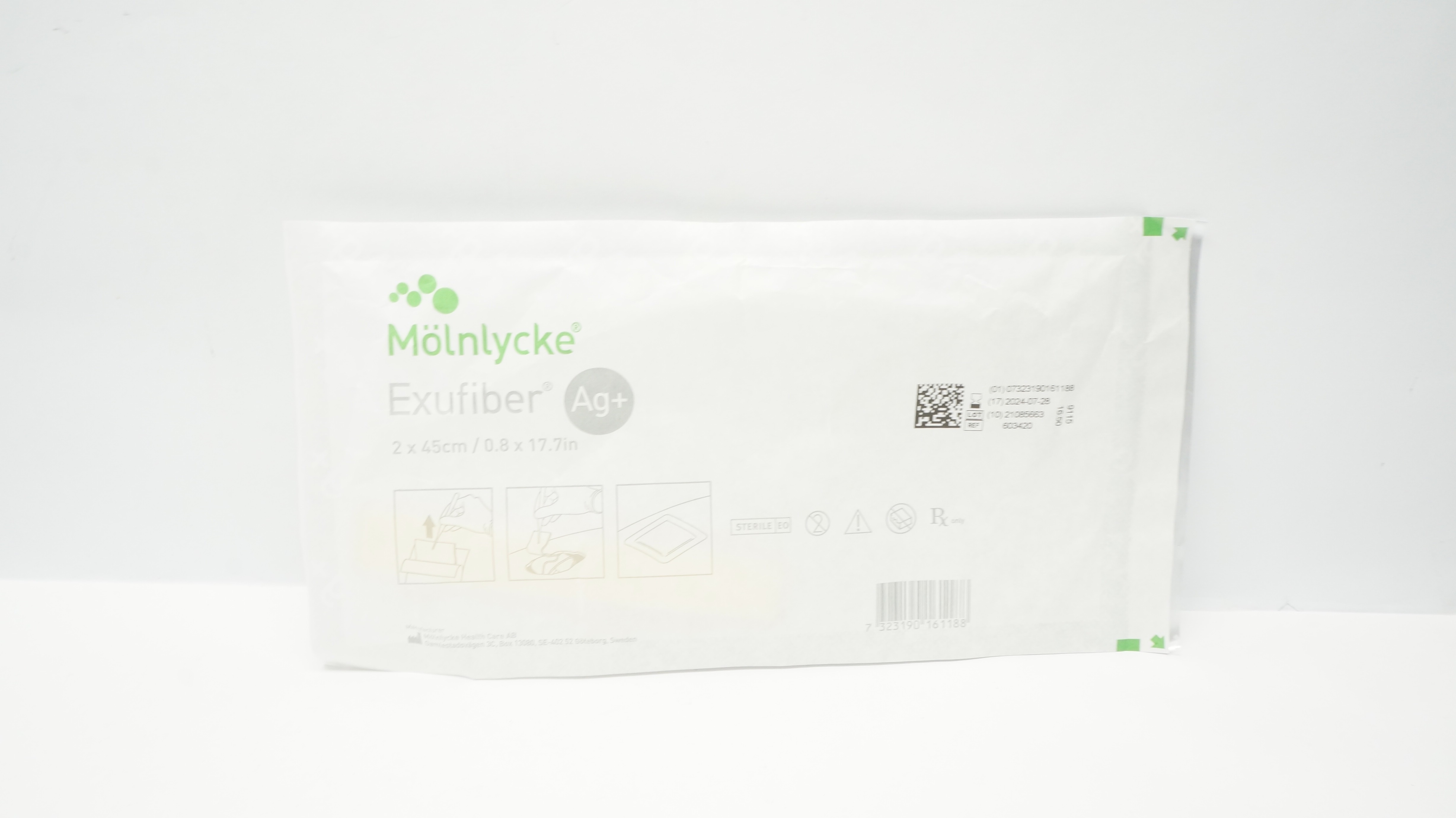 Molnlycke 603420 Exufiber Ag+ Gelling Fiber Dressing w/ Silver (x)