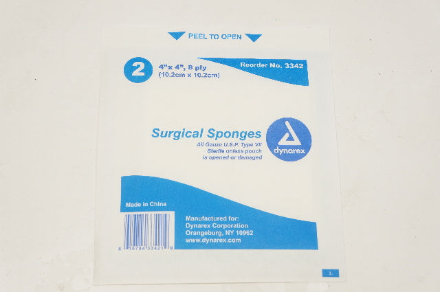 Dynarex 3342 Surgical Sponges 4inch x 4inch, 8Ply