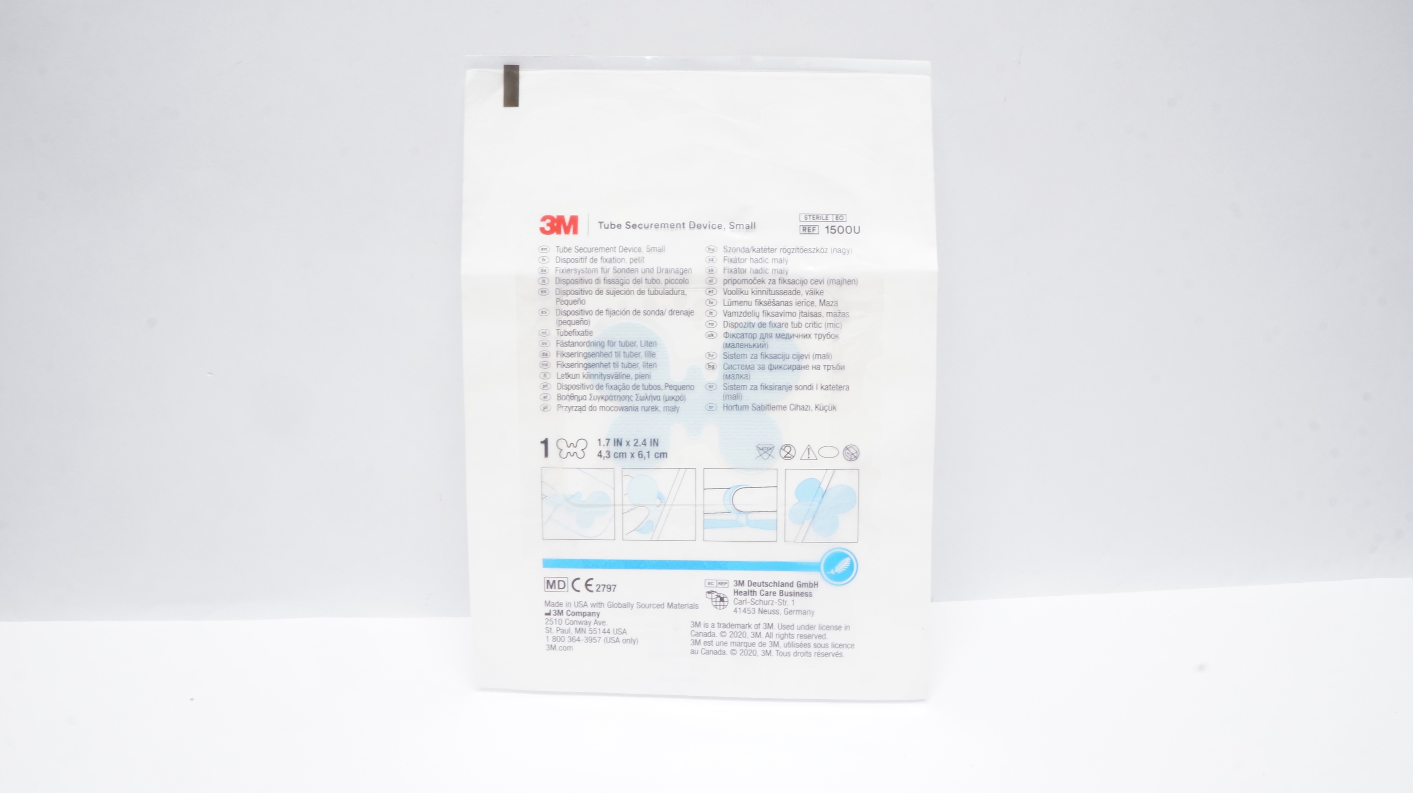 3M 1500U Tube Securement Device, Small 1.7inch x 2.4inch (x)