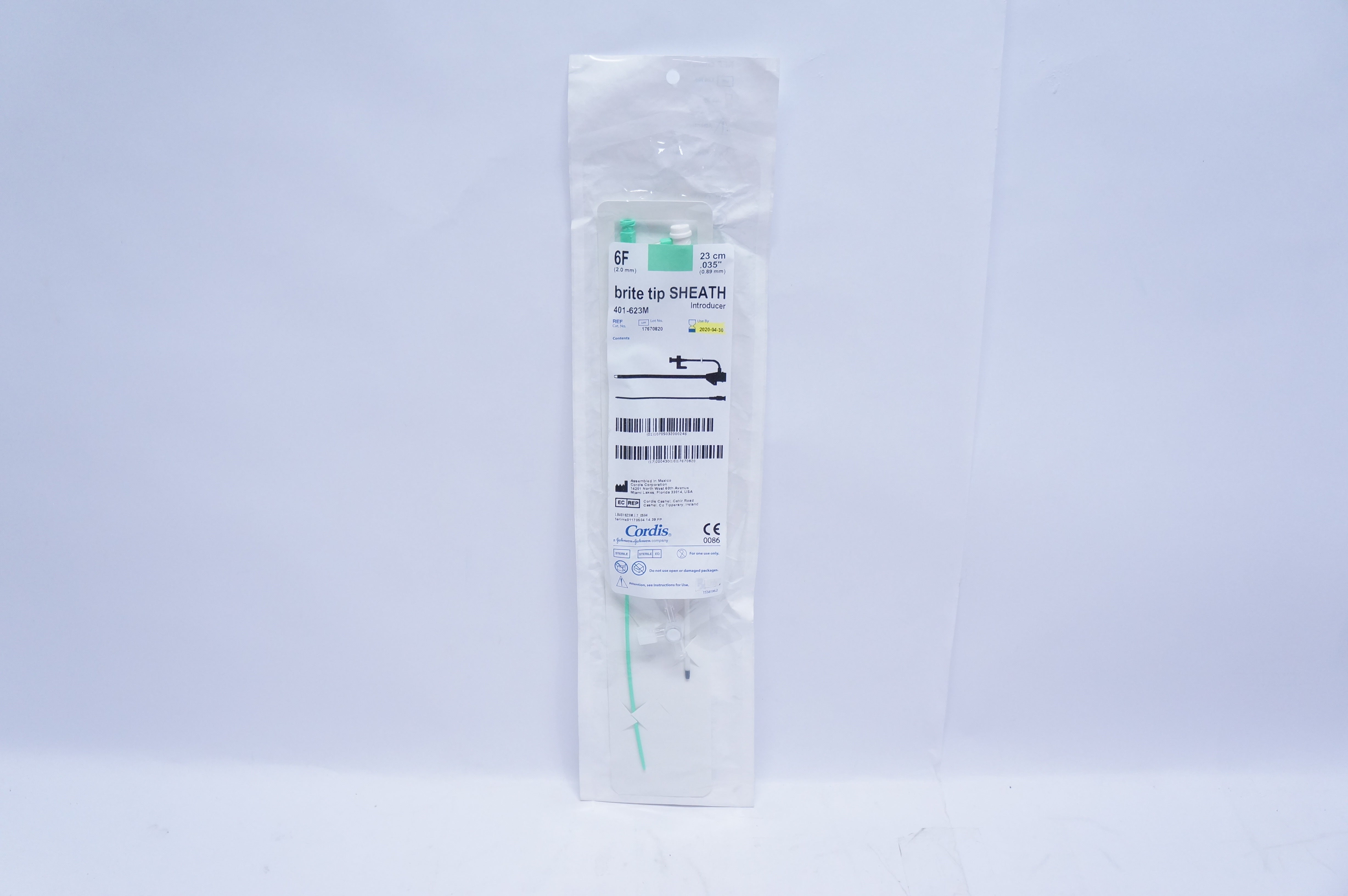 Cordis 401-623M Brite Tip Sheath Introducer, 6Fr. 0.035 inch (x)