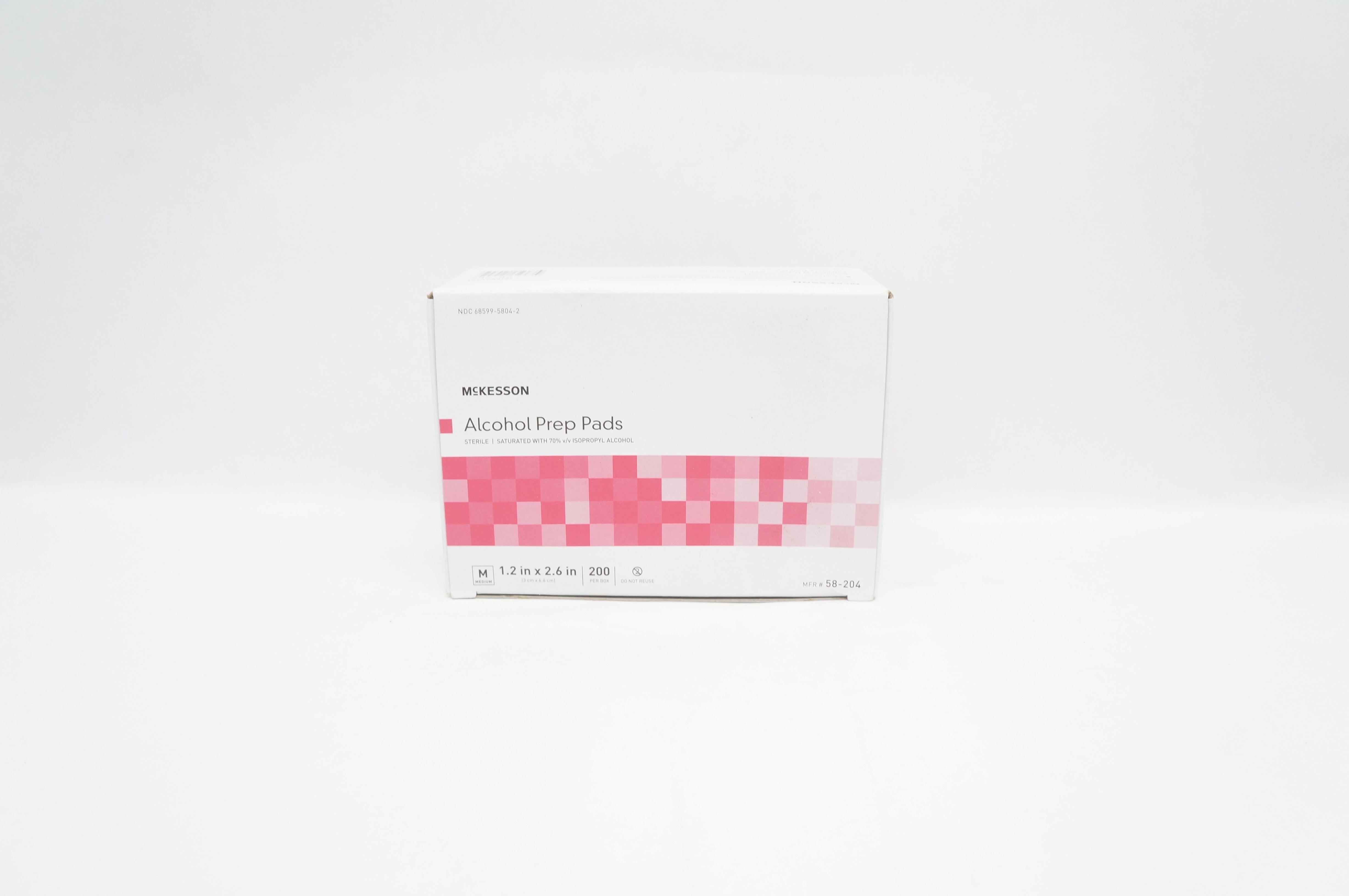 McKesson 58-204 Alcohol Prep Pads, Medium 1.2inch x 2.6inch - Box of 200