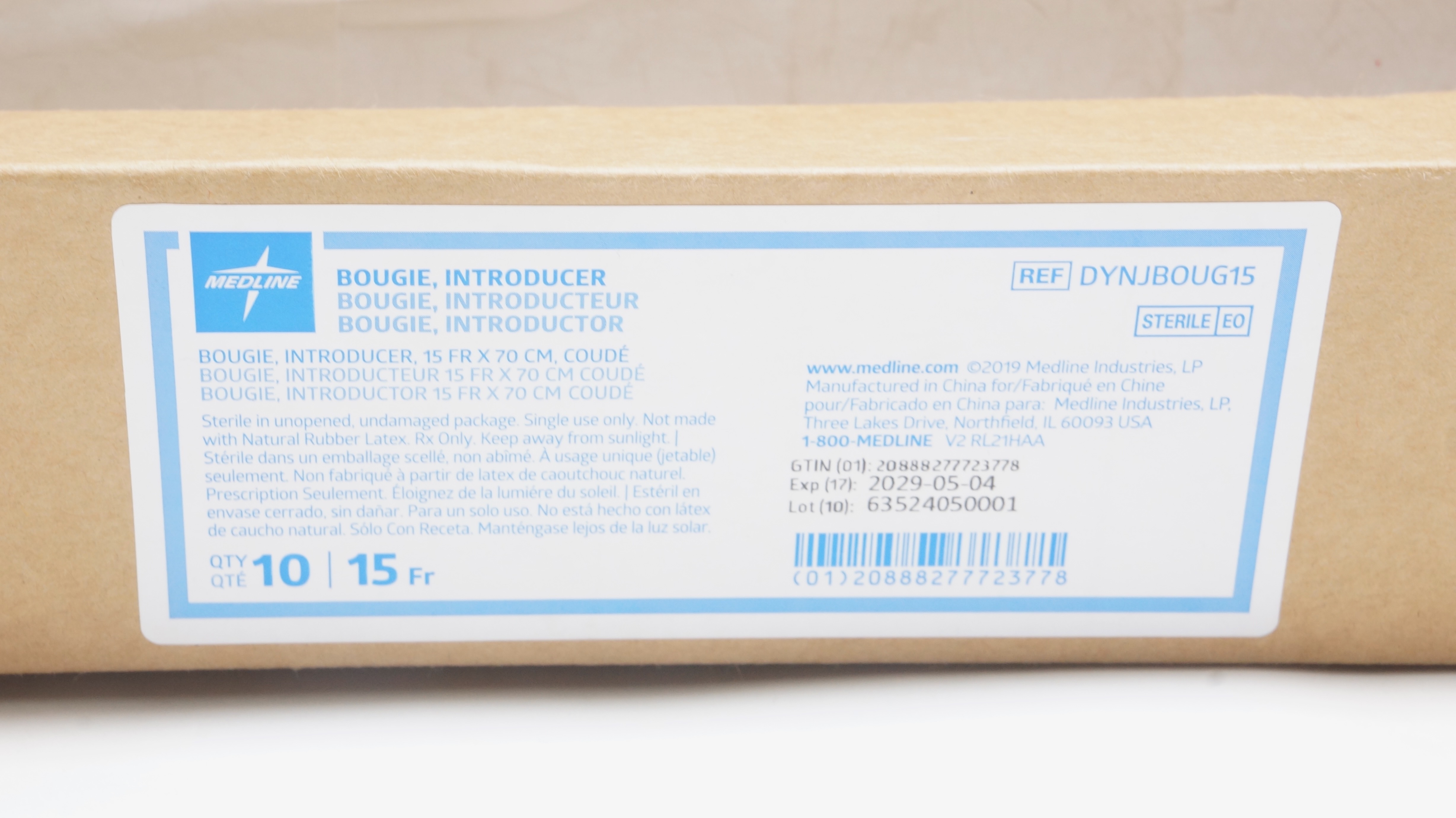Medline DYNJBOUG15 Bougie Introducer 15Fr x 70cm - Box of 10