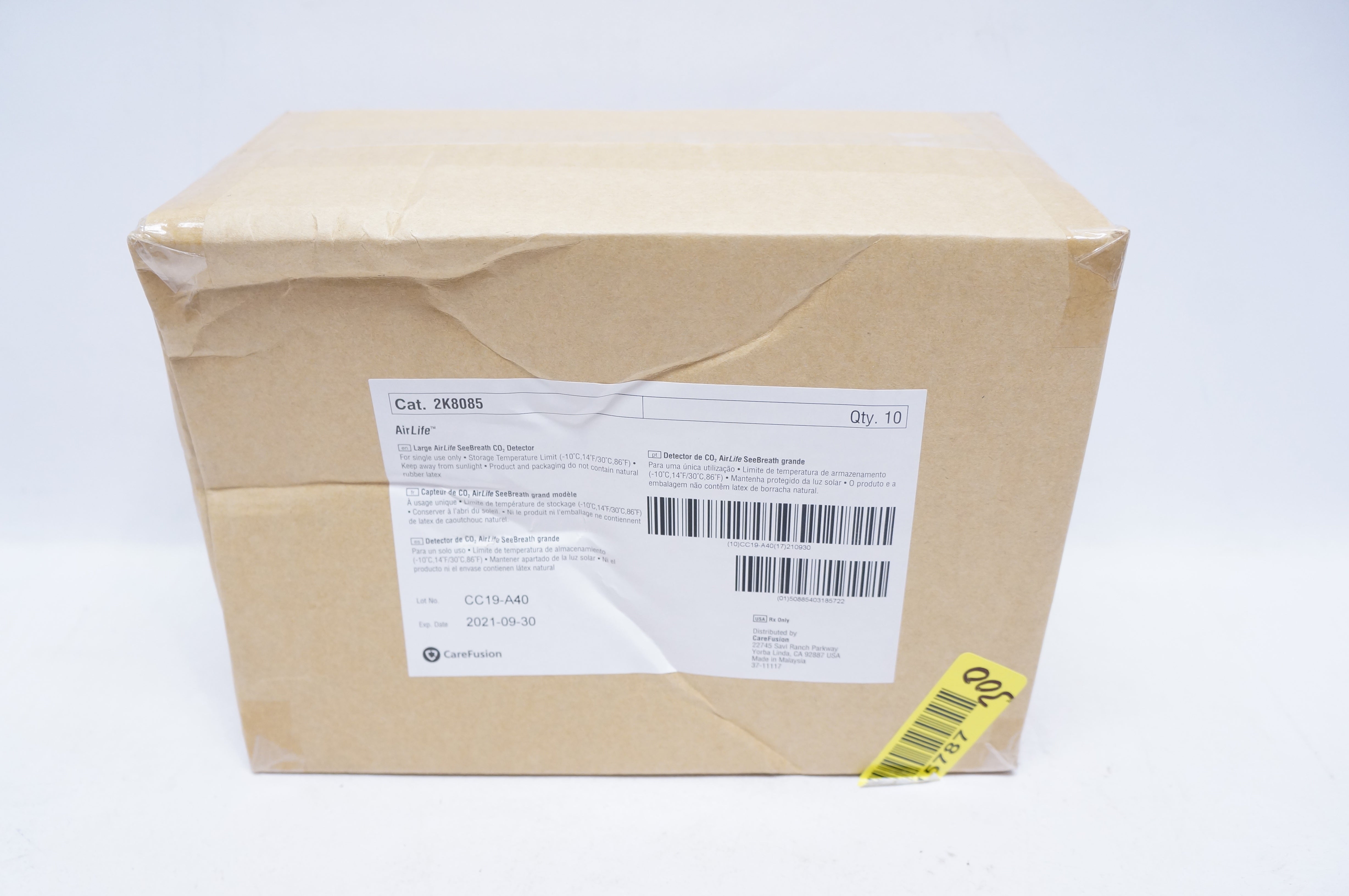 CareFusion 2K8085 AirLife Large SeeBreath CO2 Detector - Box of 10