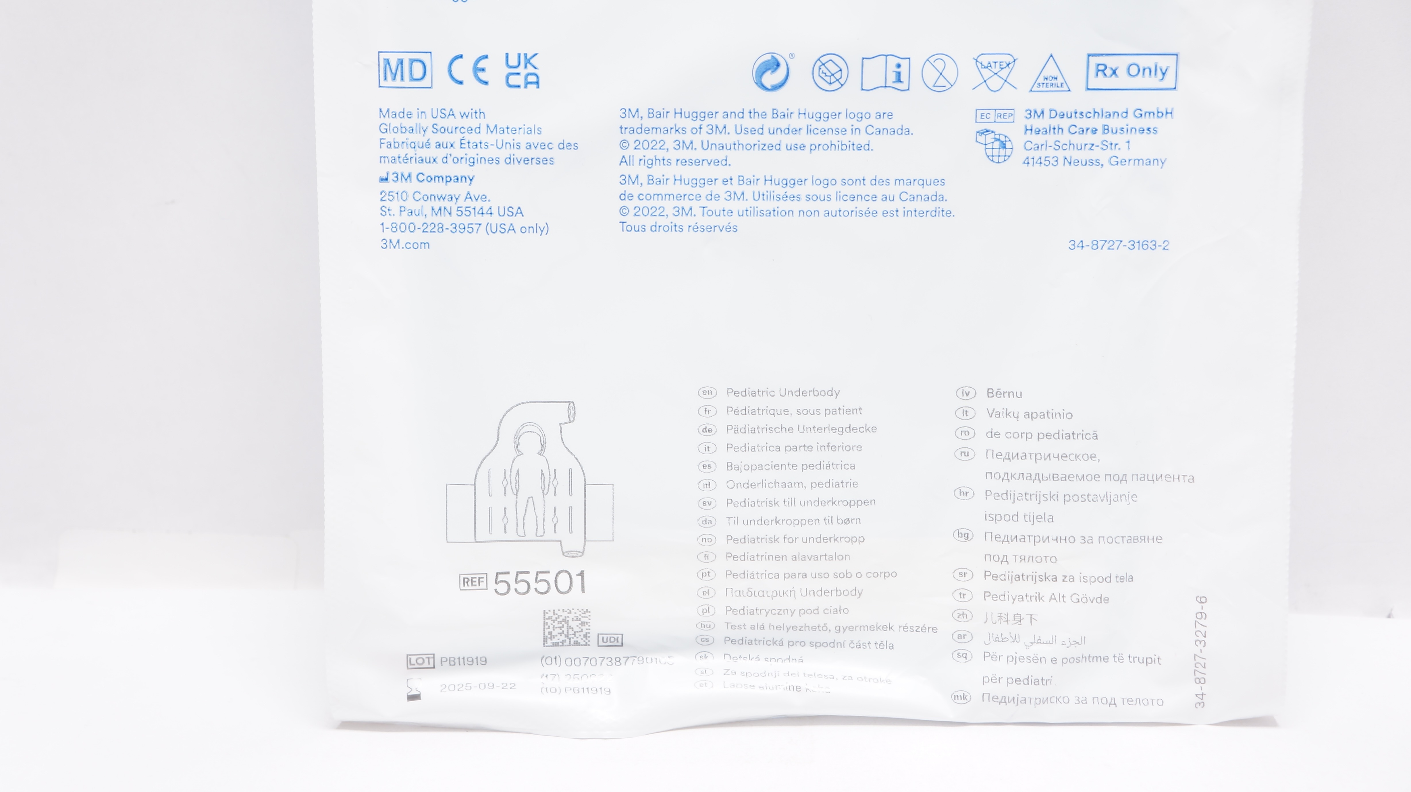 3M 55501 Bair Hugger Pediatric Underbody Warming Blanket