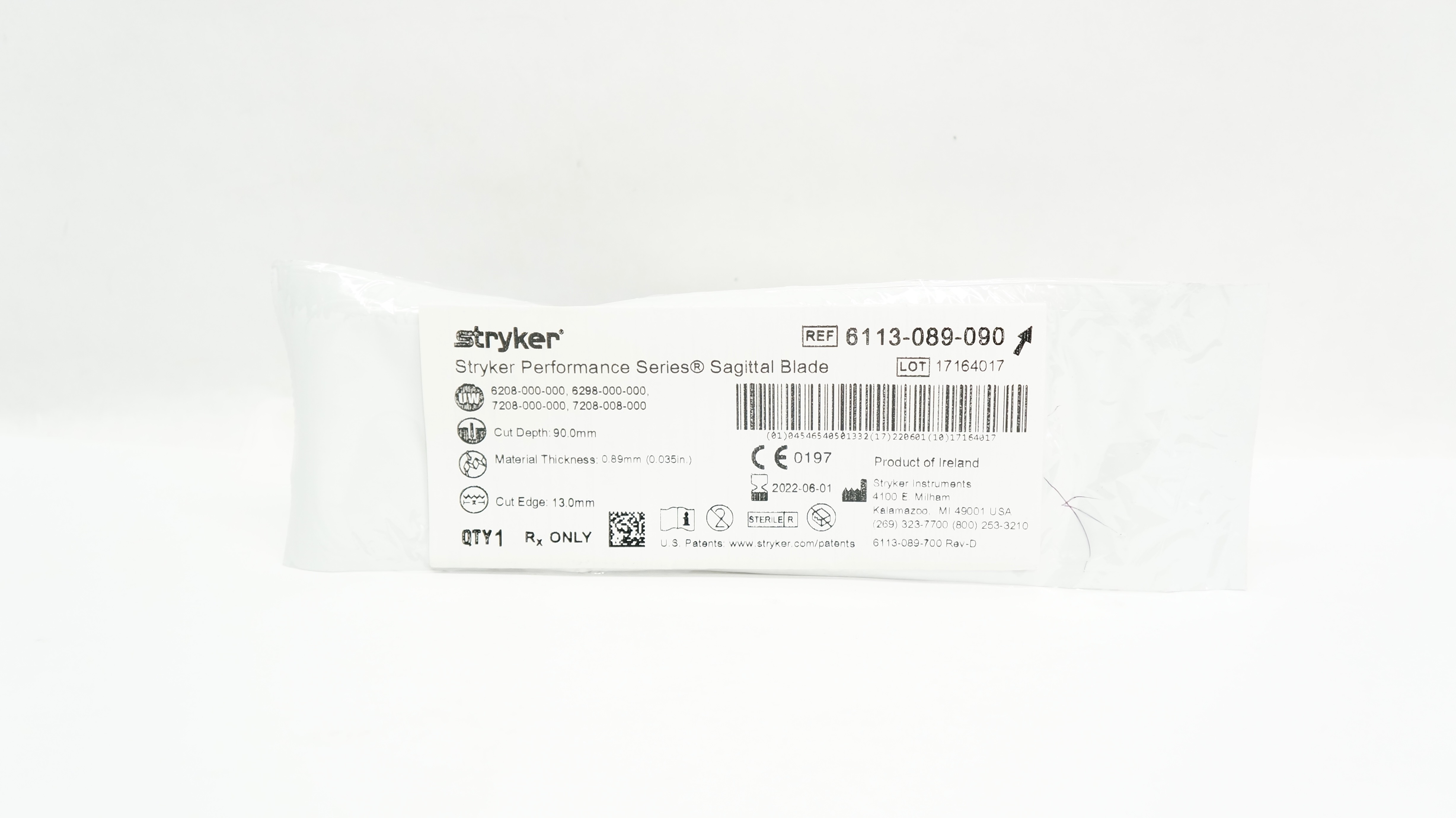 Stryker 6113-089-090 Performance Series Sagittal Blade 0.89mm x 90.0mm (x)